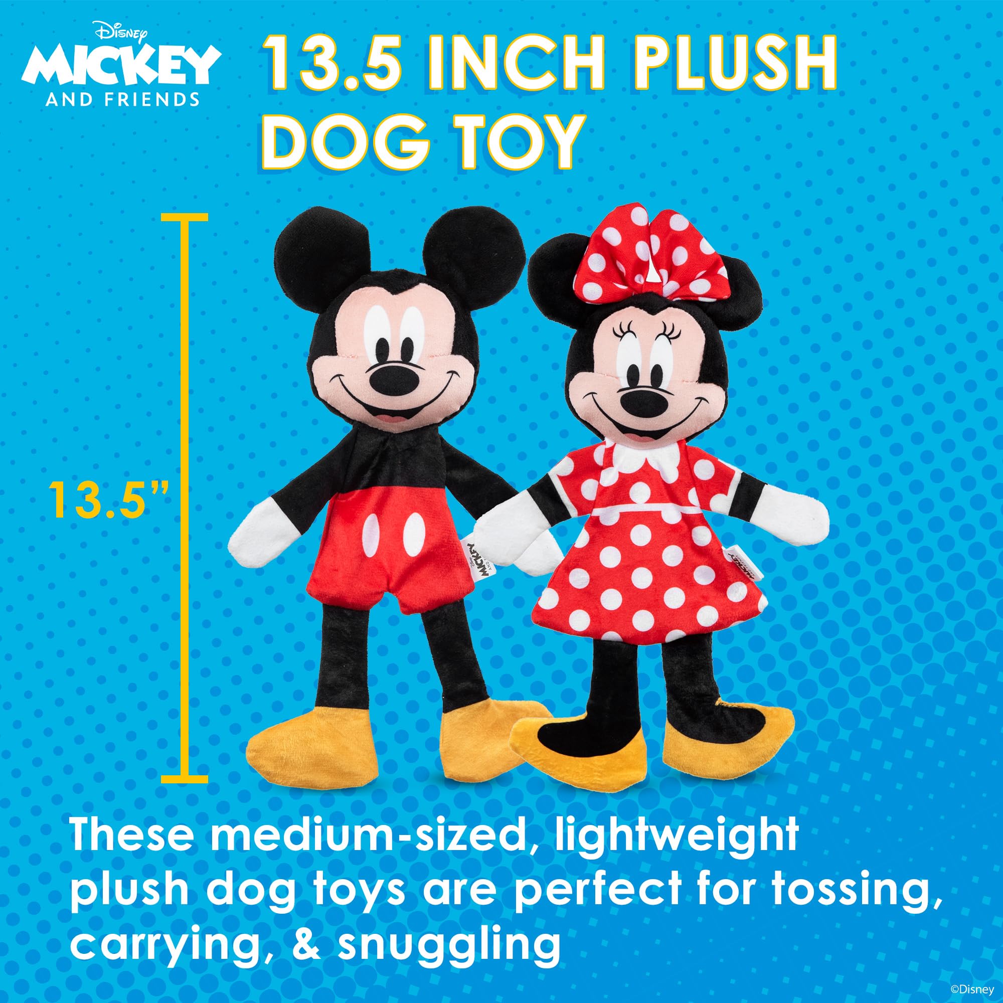 Disney For Pets Mickey Mouse & Minnie Mouse Plush Squeaker With Crinkle Flattie Body Dog Toy Set Dog Toys | Plush Squeaker Toy F