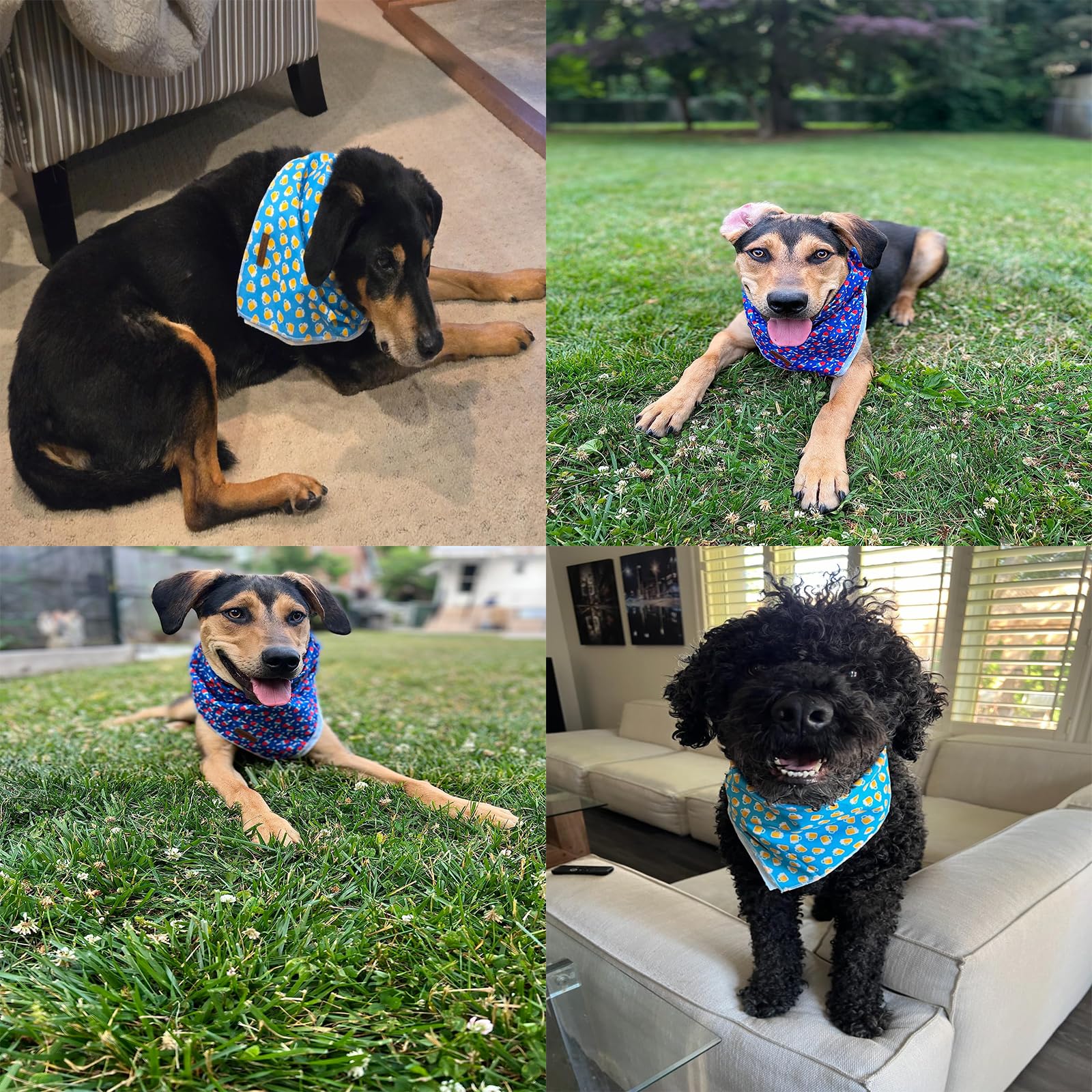 Mr. Chubbyface American Flag Dog Bandanas Boys Girls Reversible Triangle Bibs Scarf Accessories For Dogs Cats Pets