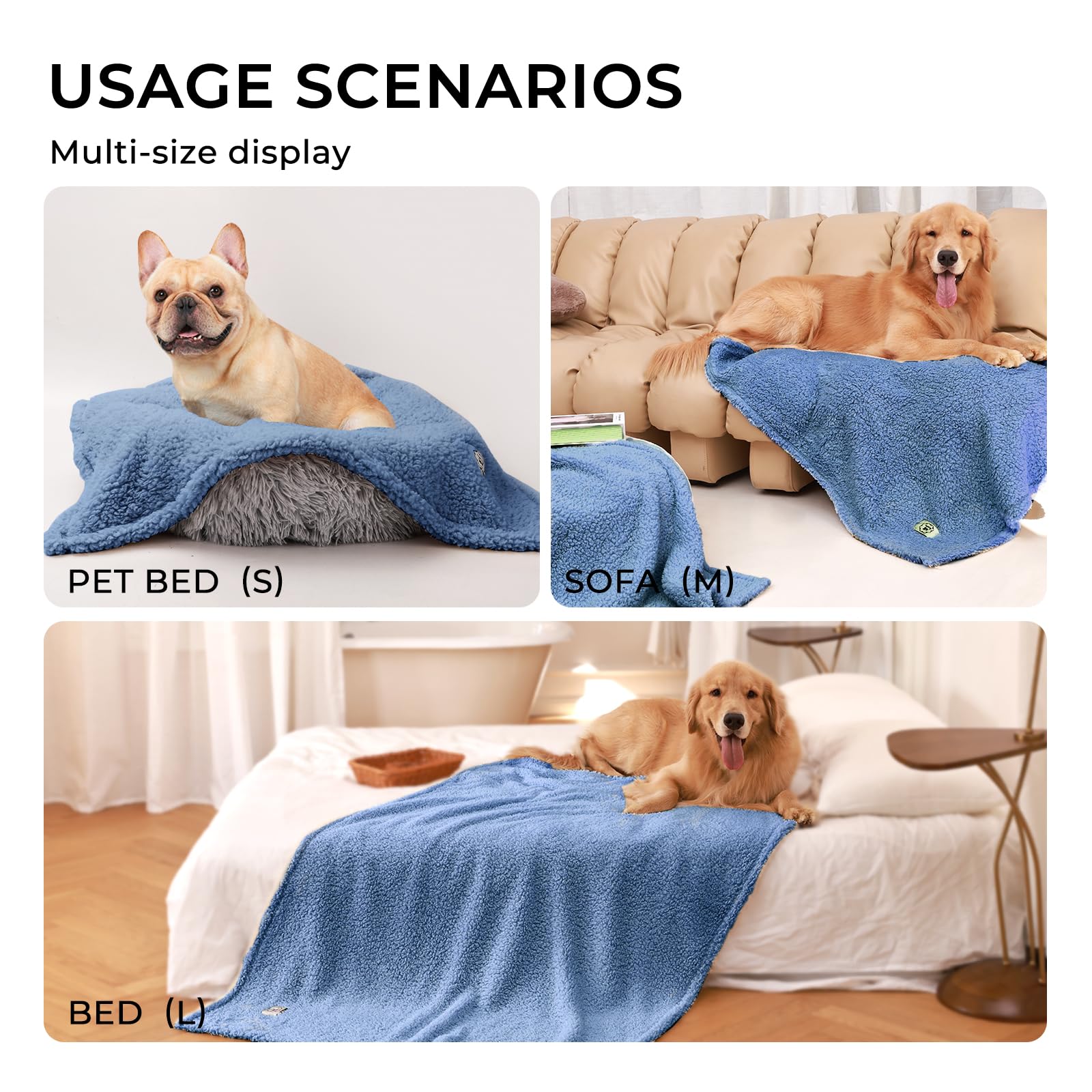 Luciphia Premium Fleece Dog Puppy Blanket Soft Pet Sherpa Calming Cat Blankets Throw For Small Medium Dog Cat(Haze Blue,30X20 In