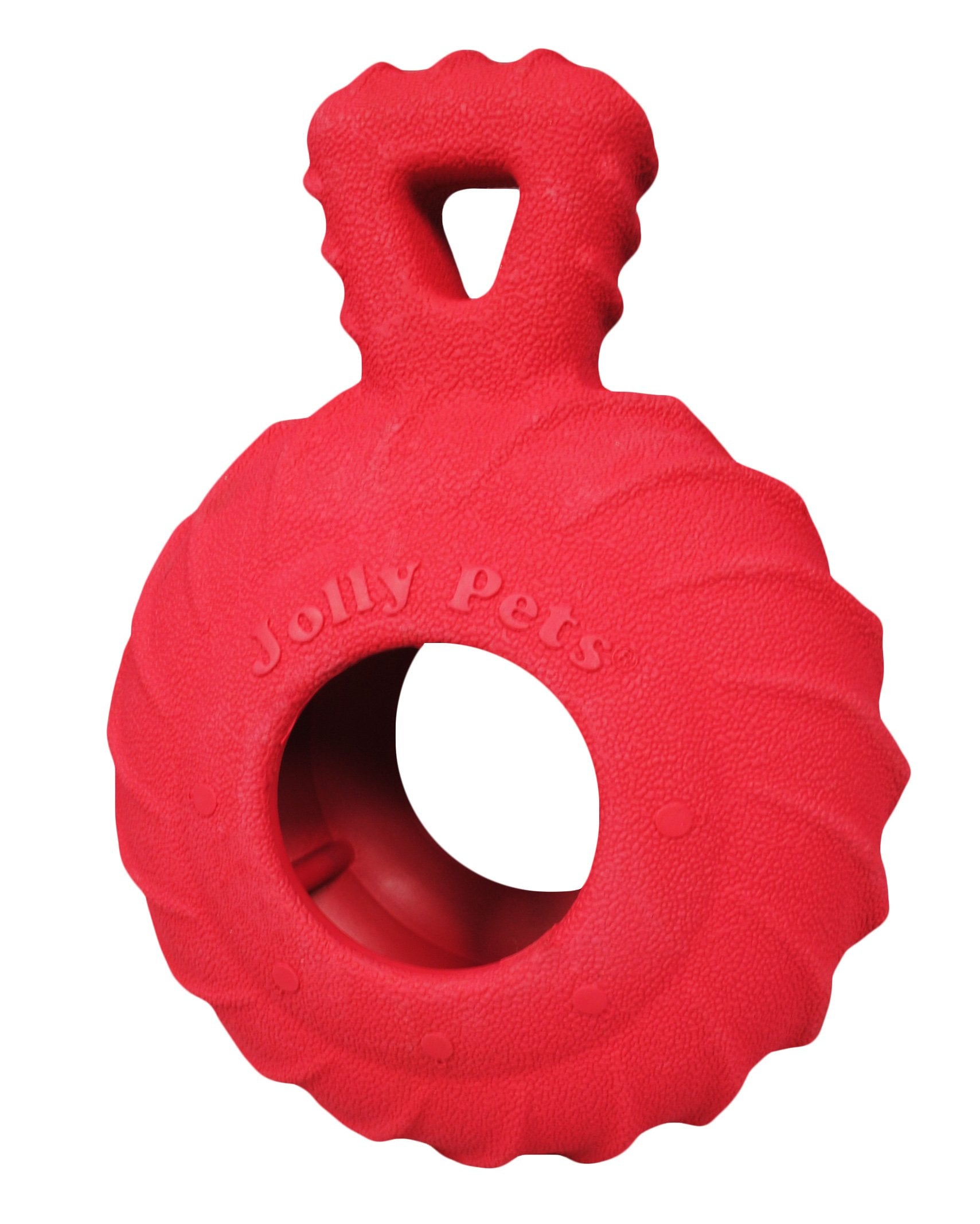 Jolly Pets Tuff Treader Dog Toy with Handle, 6 Inches, Red, Model:JTR23, All Breed Sizes