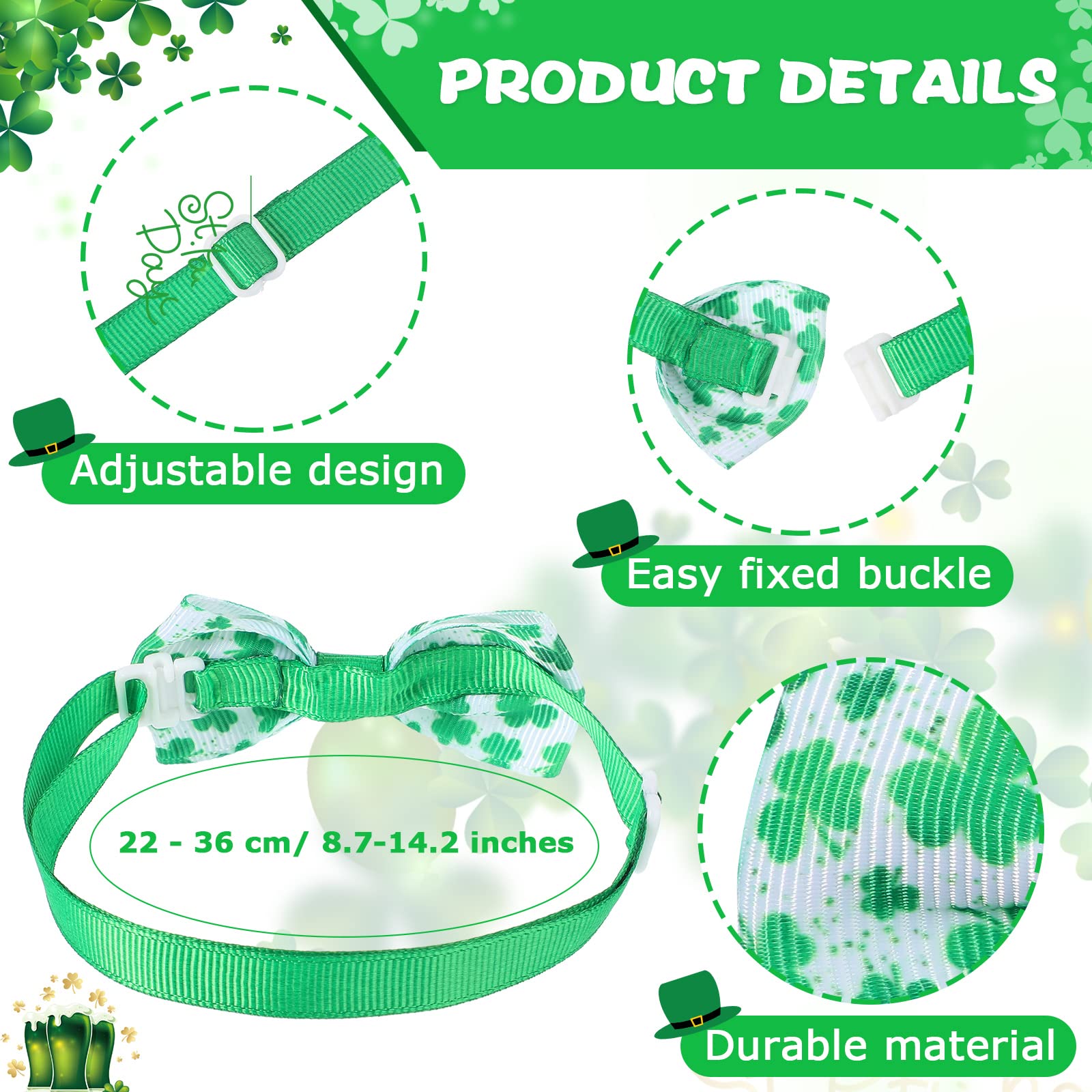 120 Pcs St. Patrick'S Day Dog Bow Tie Collar Set Includes 60 Green Irish Bow Ties For Dogs Dog Grooming Bowtie 30 Dog Neckties 3