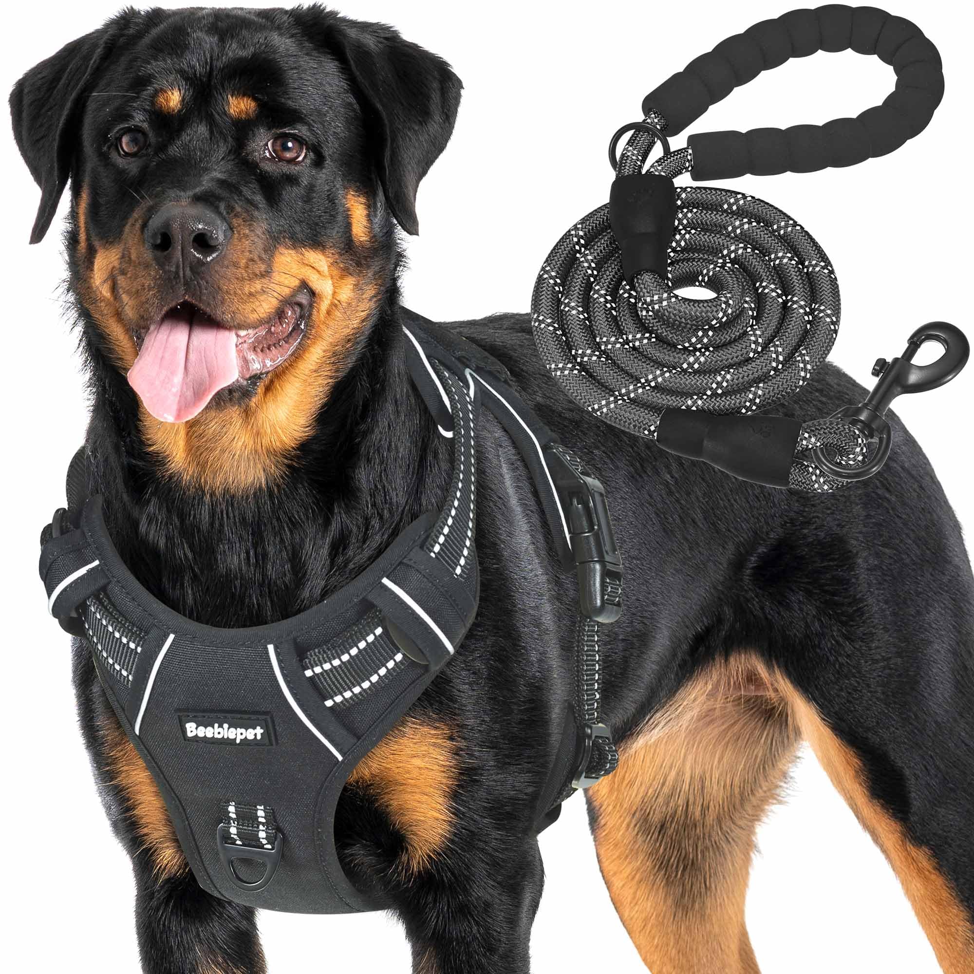 Beebiepet Heavy Duty Tactical Dog Harness For Large Dogs, No Pull Adjustable Pet Harness Reflective Service Training Easy Contro
