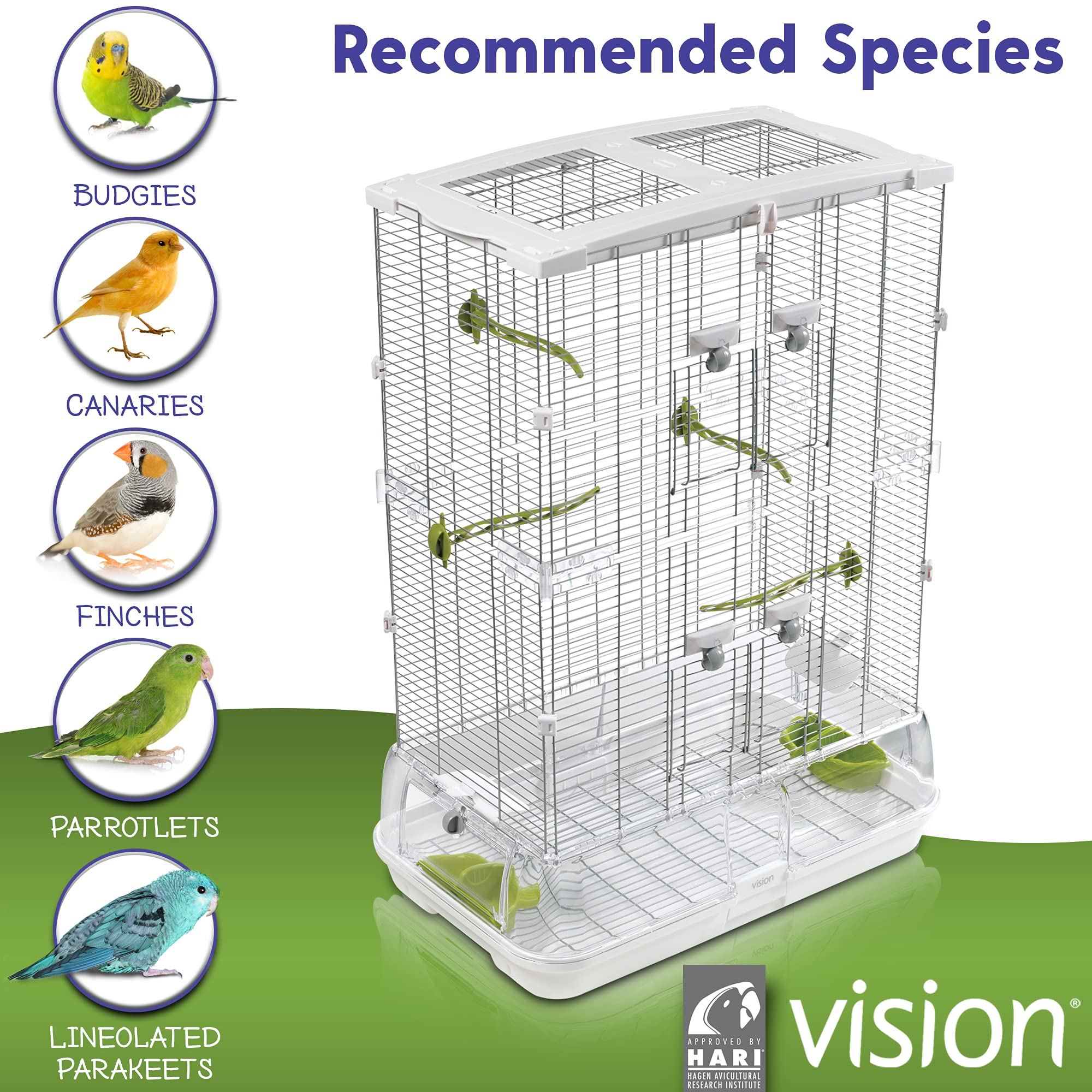 Vision M02 Wire Bird Cage, Bird Home For Parakeets, Finches And Canaries, Tall Medium