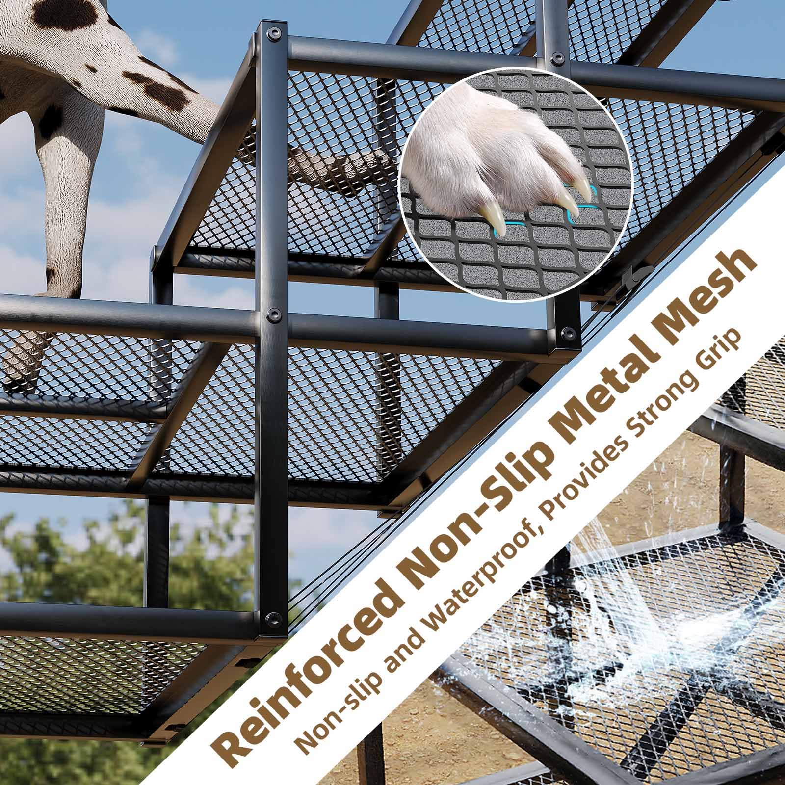 Dog Stairs For Large Dogs, Linvivon Extra Wide 20'' Dog Steps With Non-Slip Surface And Reflective Strips, Outdoor Foldable Dog