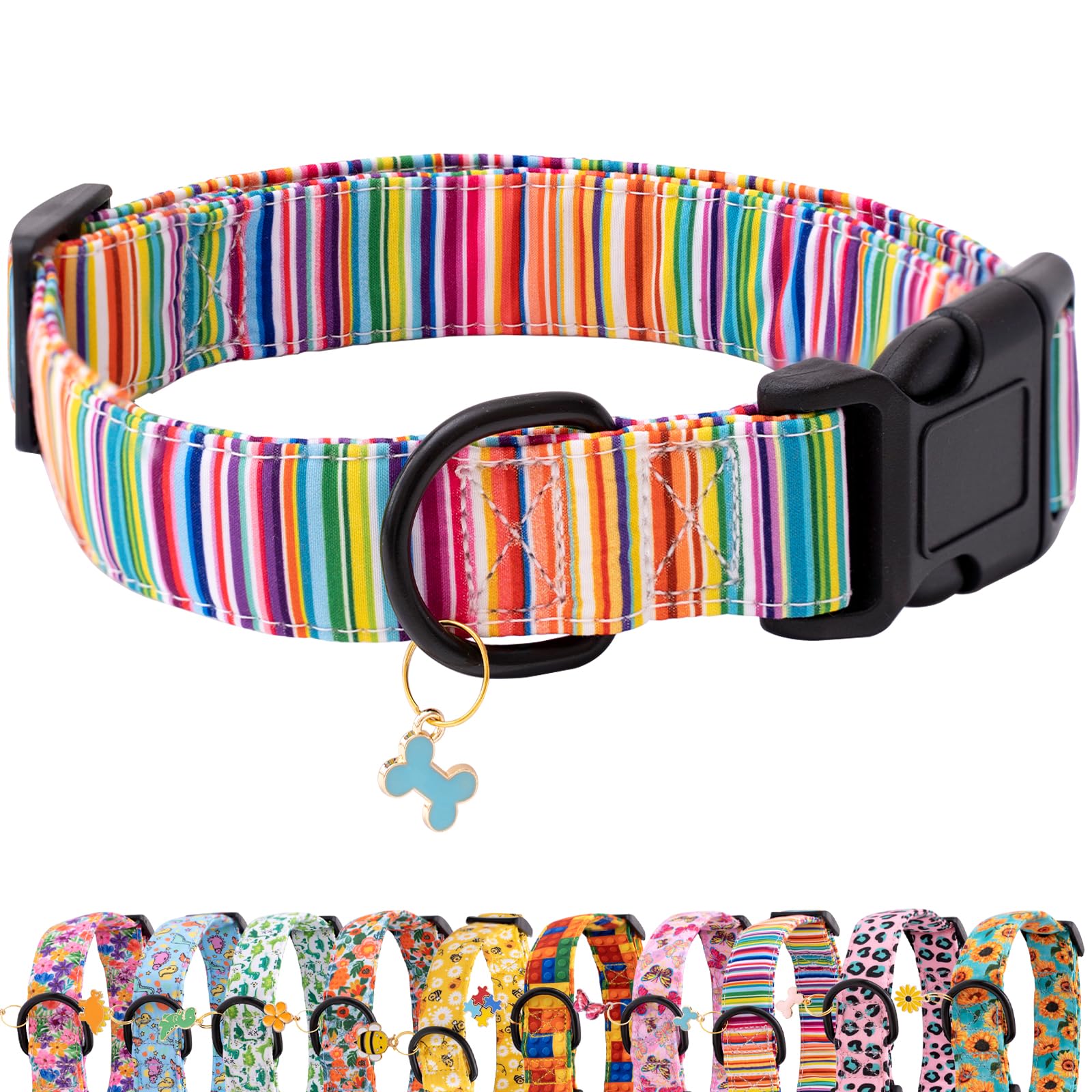 Faygarsle Dog Collar For Small Medium Large Dogs Cute Colorful Puppy Collars For Female Dogs Pinstripe Patterned Pet Collars For