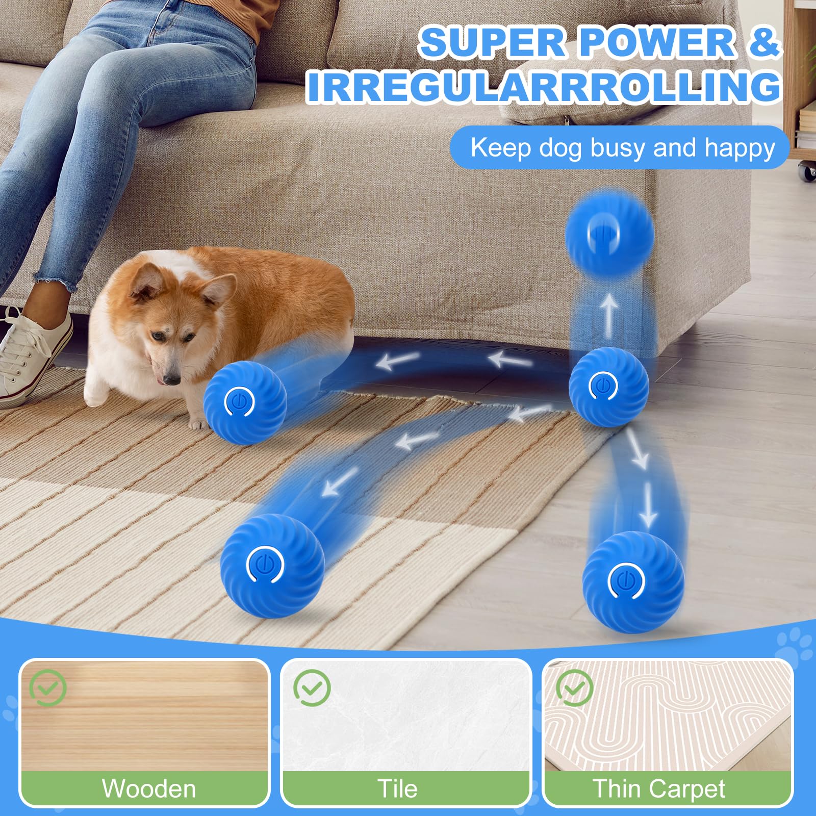 Interactive Ball For Dogs, Automatic Moving Dog Toy Ball With Cover, Bouncing & Rotating Electric Dog Ball Toy For Small/Medium/