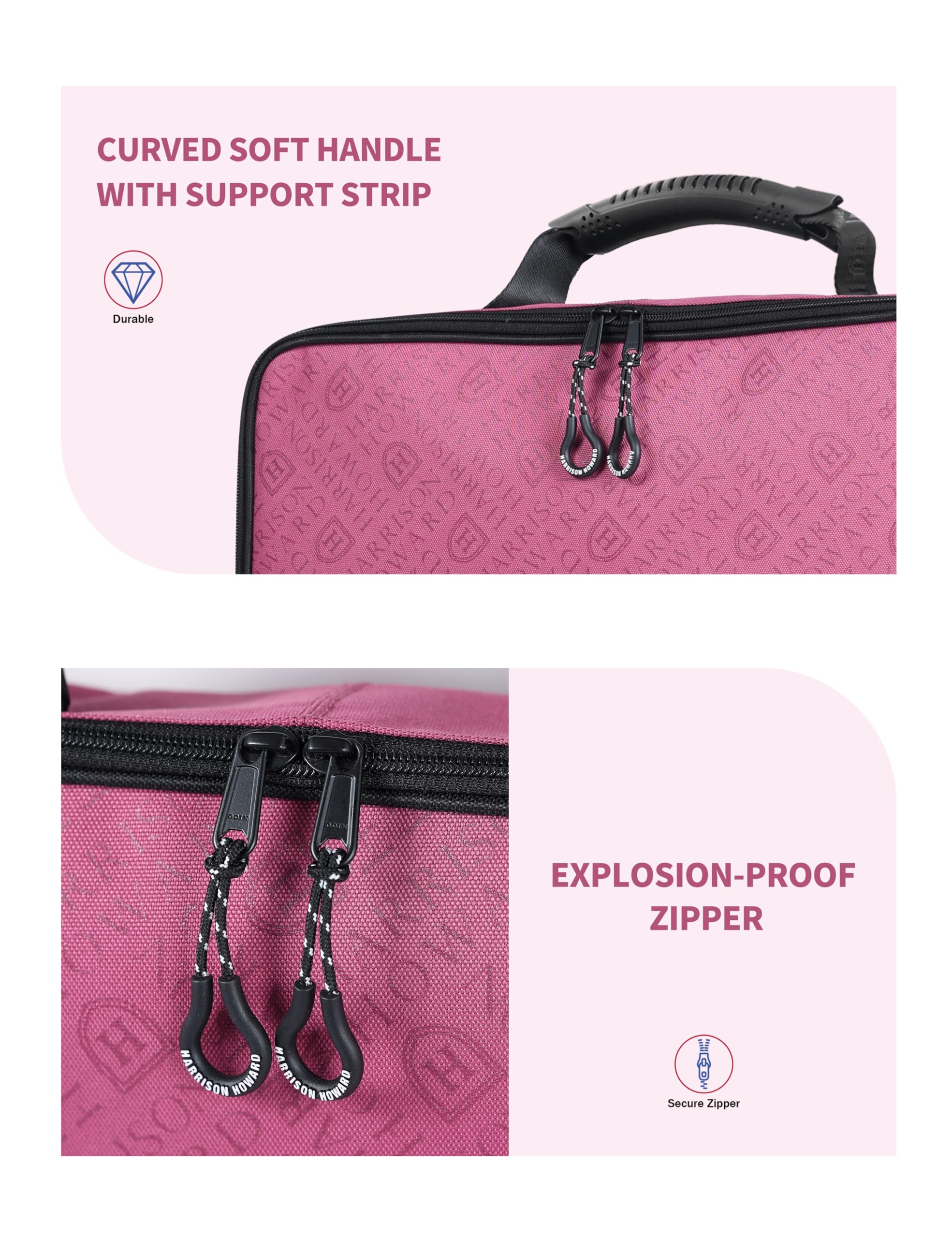 Harrison Howard Waterproof Bridle Bag Halter Bag for Horses with 3 Prong Tack Rack Sturdy Fabric Horse Tack Carry Bag Pink