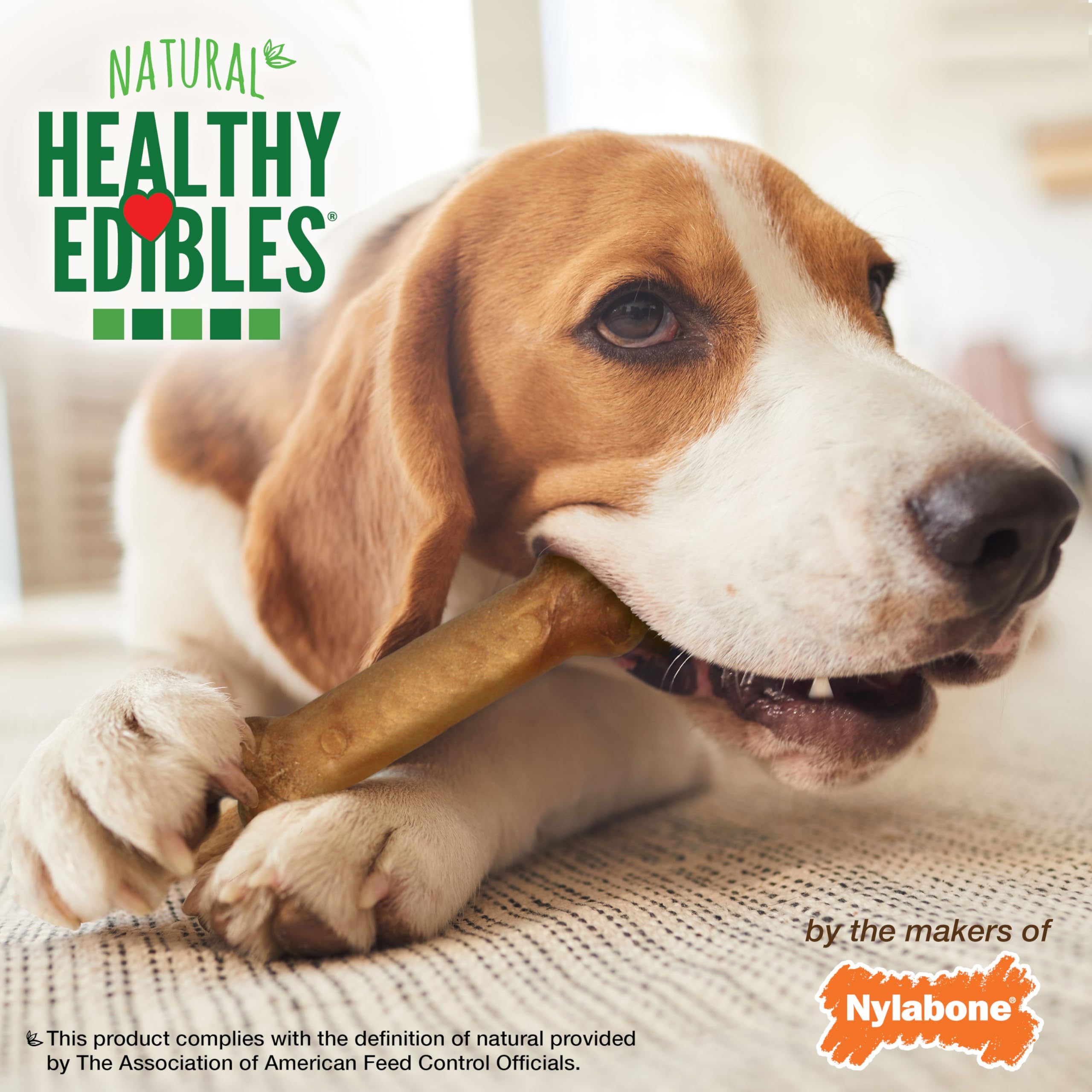 Nylabone Healthy Edibles Natural Dog Chews Long Lasting Roast Beef Flavor Treats for Dogs, Medium/Wolf (2 Count)