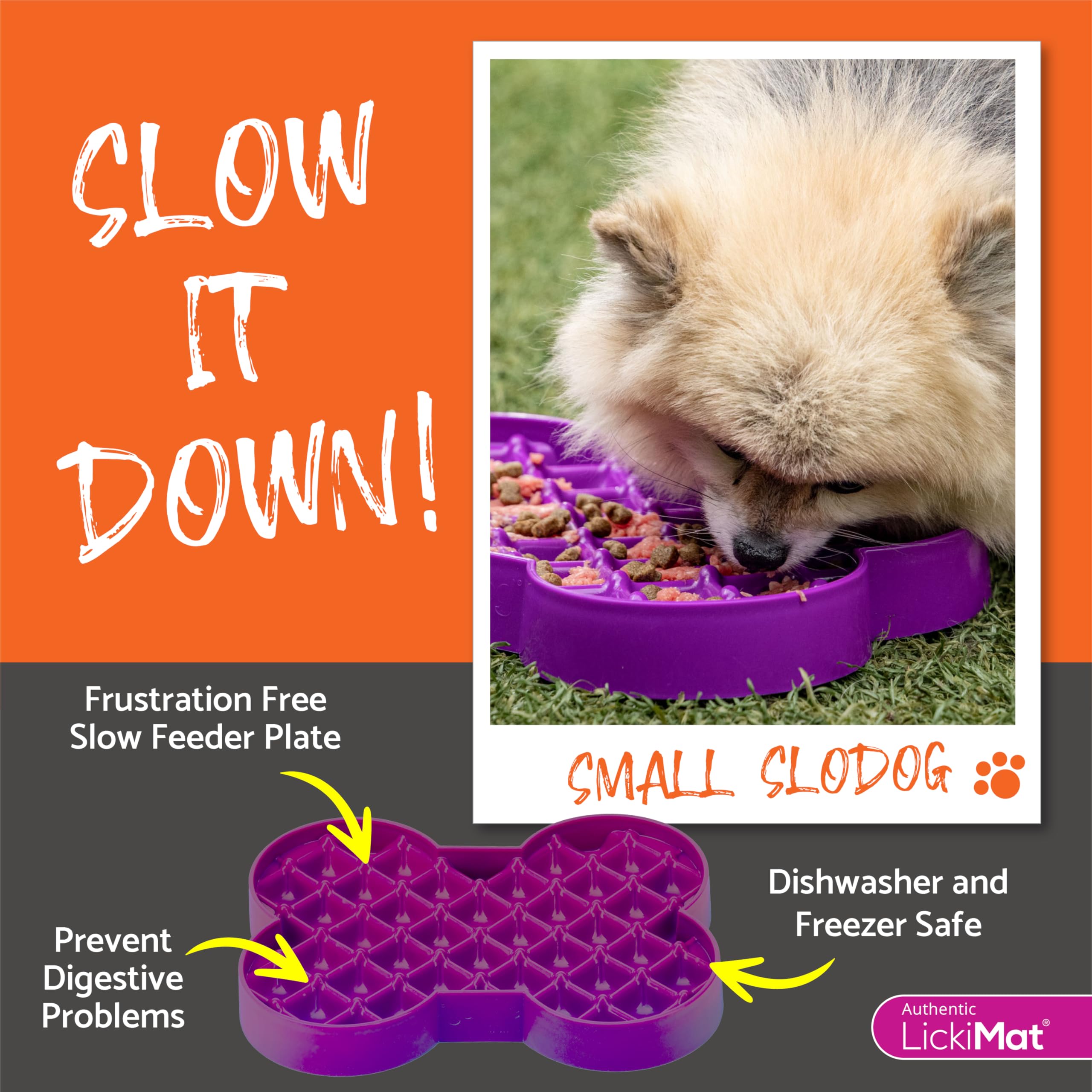 LickiMat Small Slodog Suitable for Wet Food, Raw Food, Kibble and Treats. Perfect Feeder for Small and Medium-Sized Dogs. No Gul