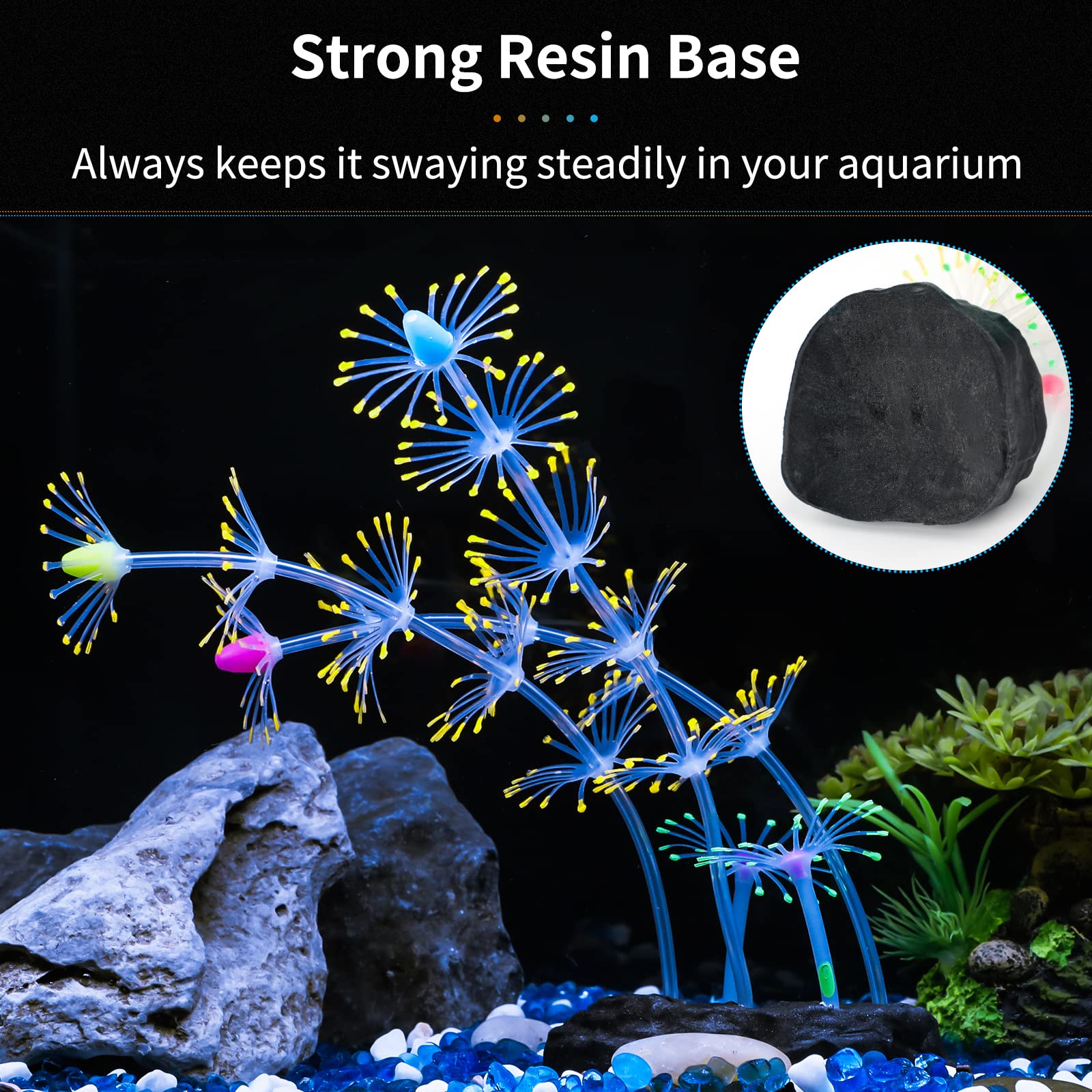 Uniclife Strip Coral Plant Ornament Glowing Effect Silicone Artificial Decoration For Fish Tank, Aquarium Landscape - Orange