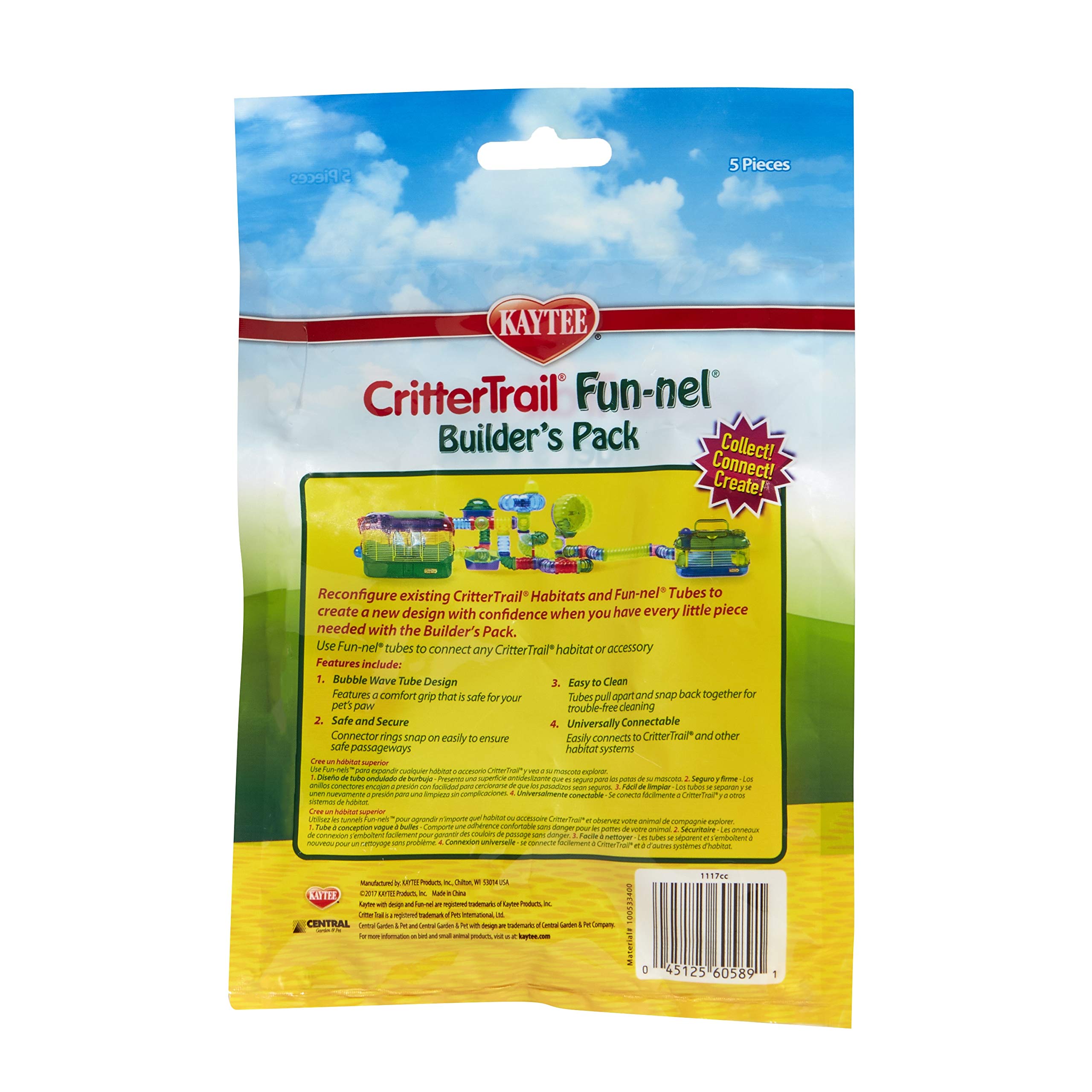 Kaytee CritterTrail Fun-nel Builders Pack Small Animal Habitat Tubes, Multicolor, Plastic, Model 100533400