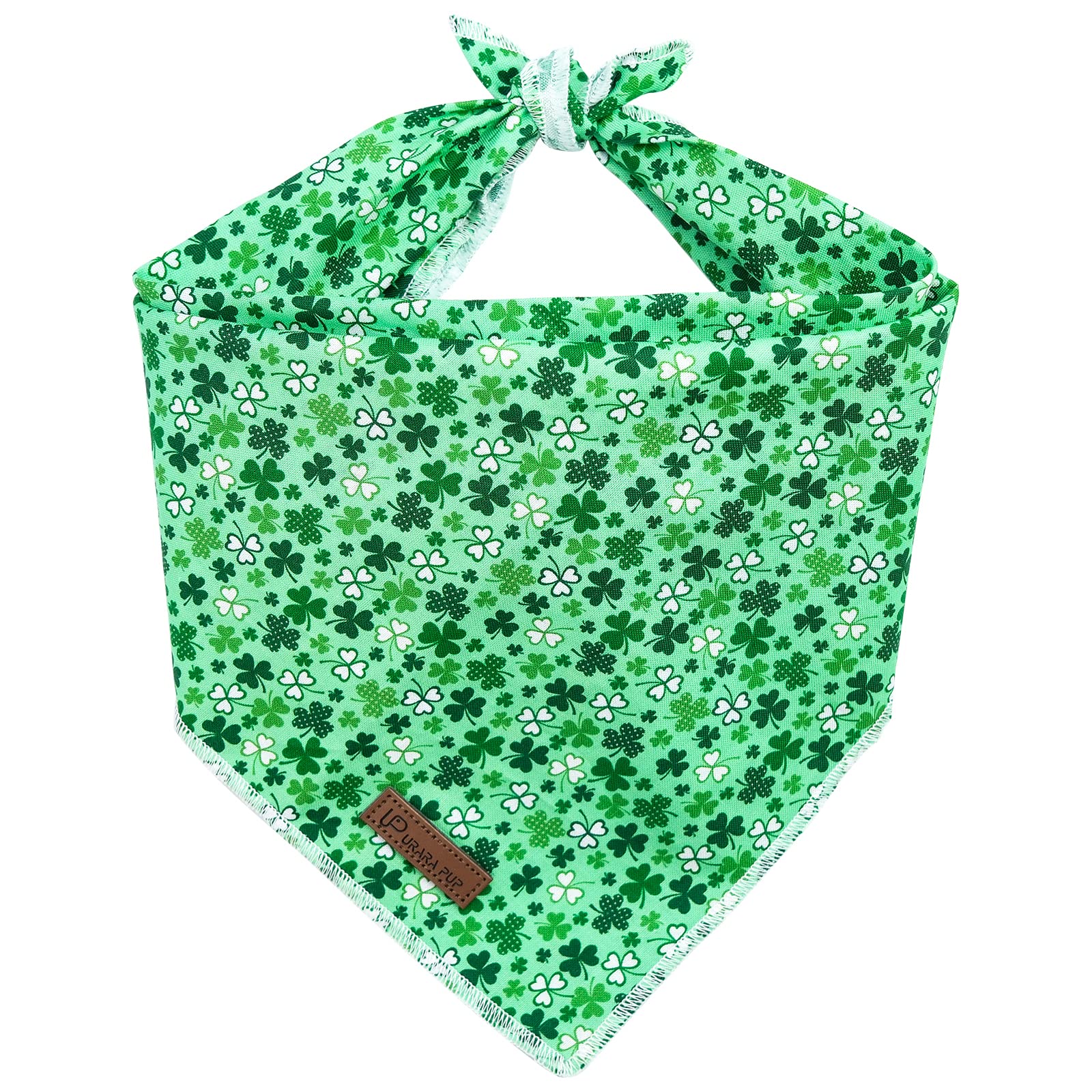 Up Urara Pup St. Patrick'S Dog Bandanas, Shamrock Triangle Bid Scarf For Medium Large Girl Boy Dogs, Spring Cotton Puppy Kerchie