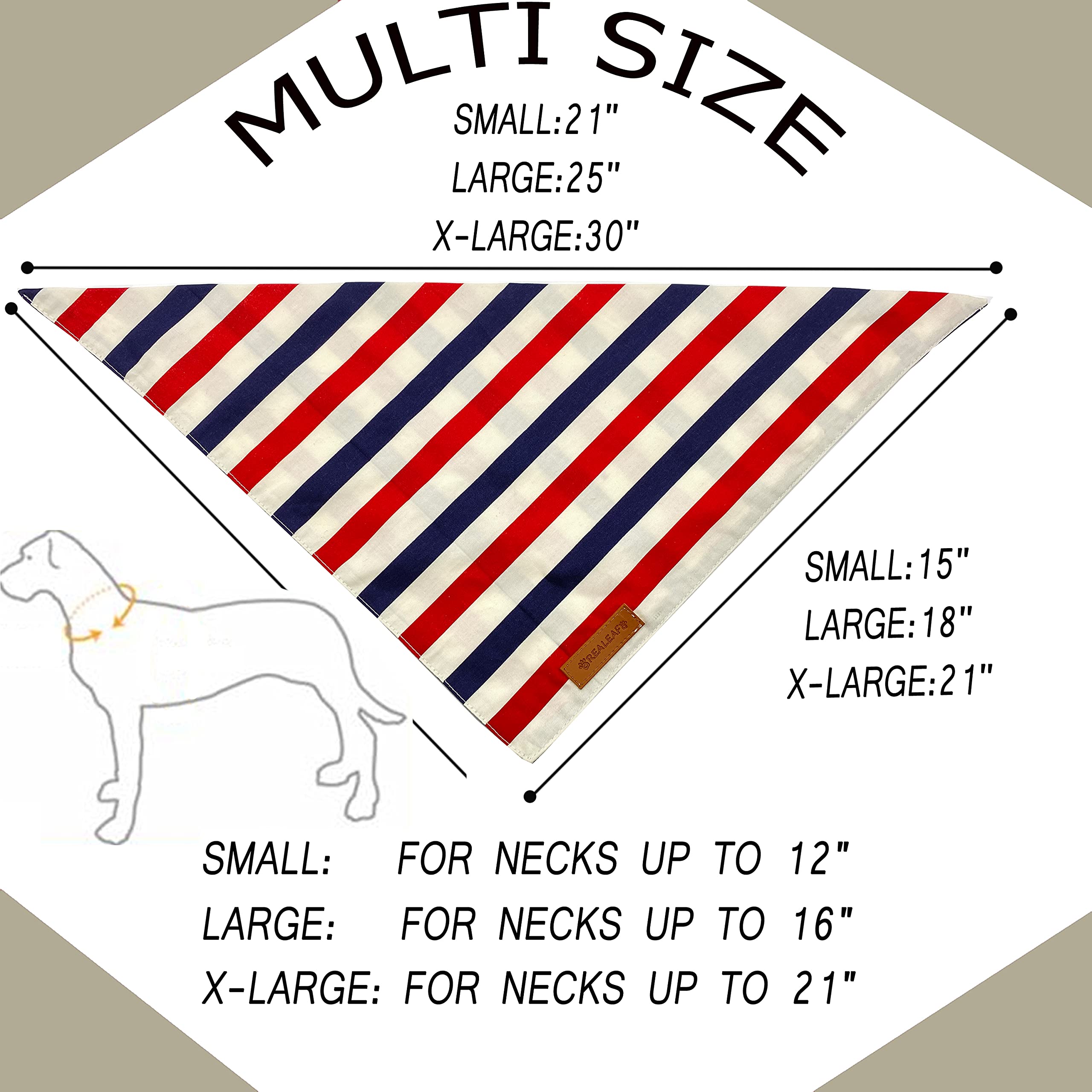 Realeaf 4Th Of July Dog Bandanas 2 Pack, Reversible American Flag Pet Scarf For Boy And Girl, Premium Durable Fabric, Patriotic