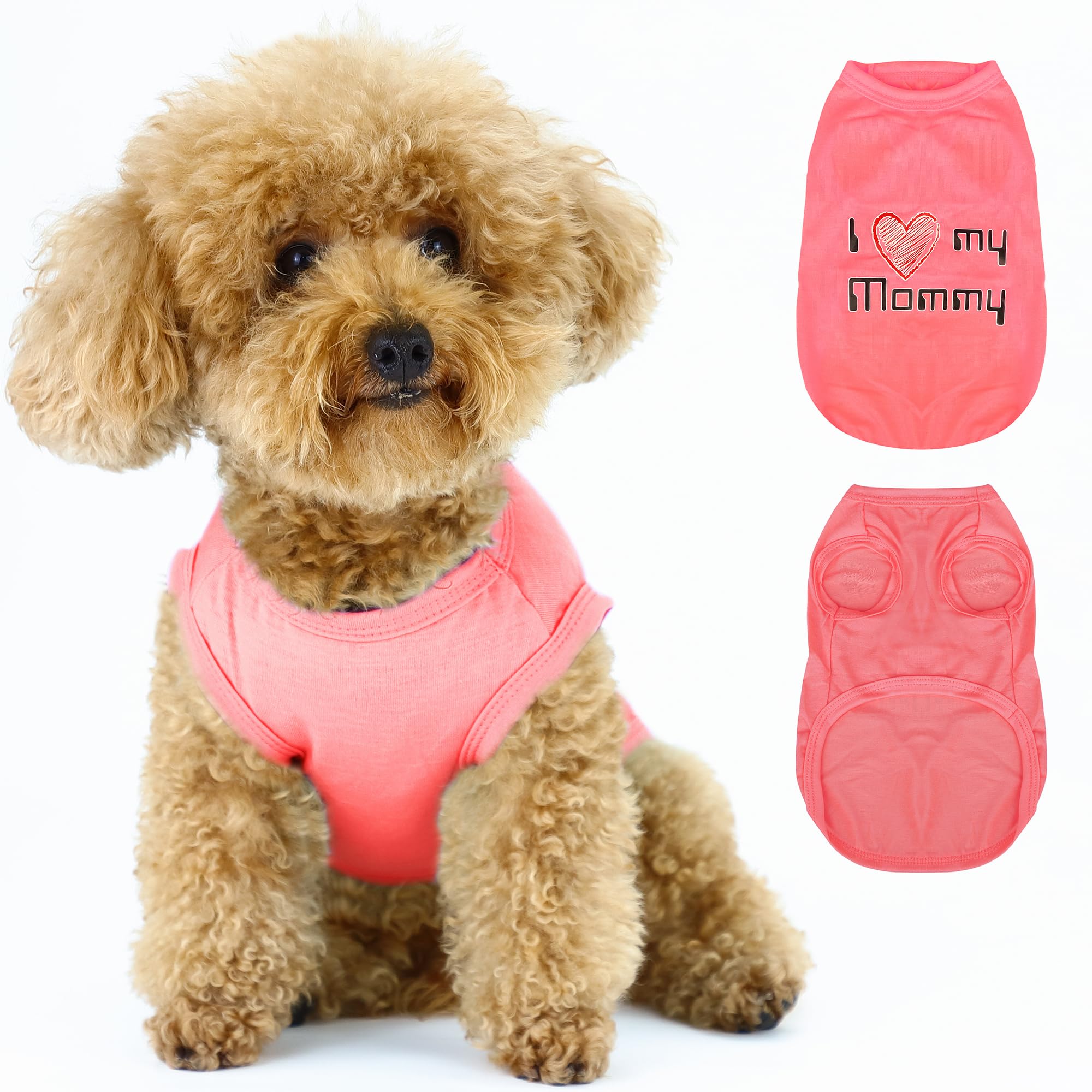 Expressive Pet Vest: Sleeveless Dog Shirt with 'I Love My Mommy' Slogan, Ideal for Chihuahuas, Poodles, Yorkies, and More - Ador