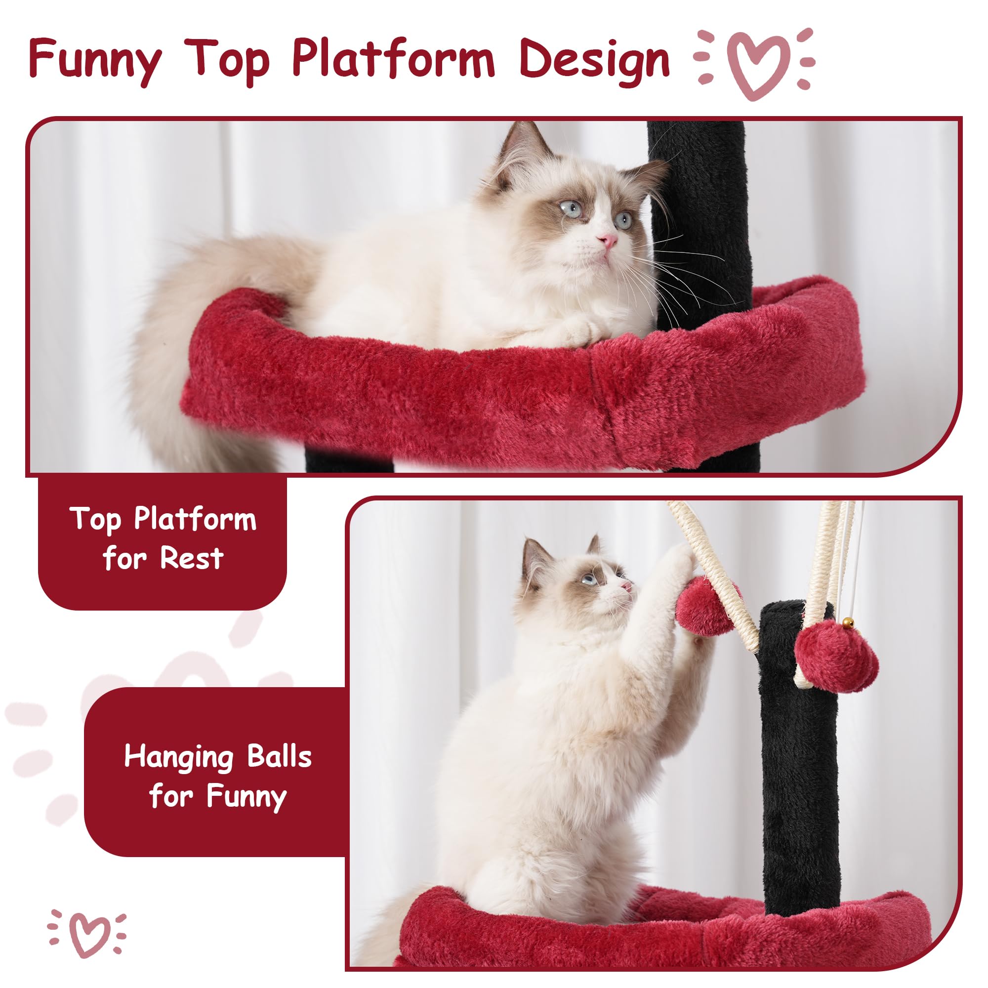 Gitelsnour Cat Tree, 63 Inch Multi-Level Gothic Cat Tower For Indoor Cats, Cat Condo With Cat Scratching Post And Board, Cat Ham