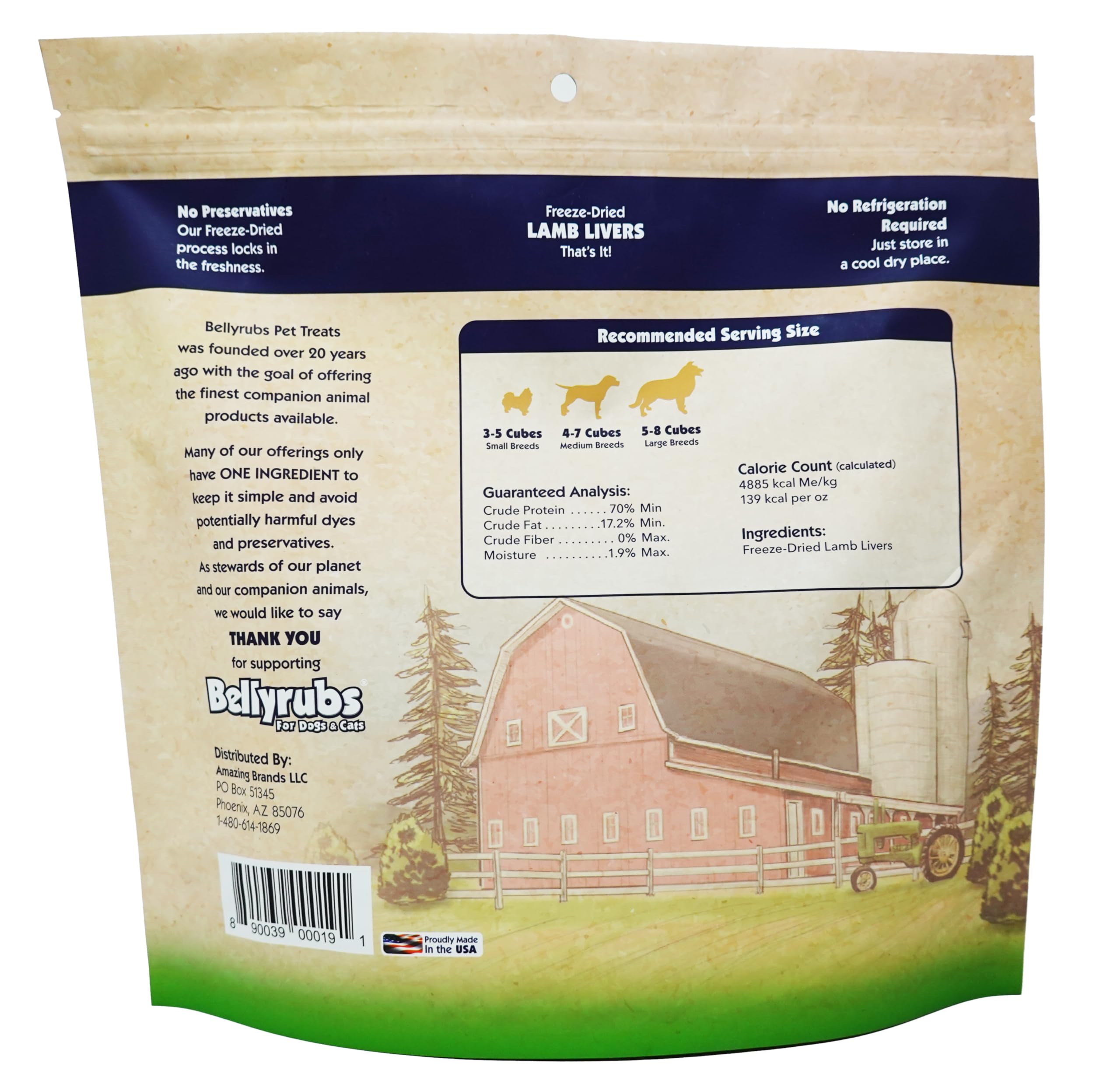 Bellyrubs Freeze-Dried Lamb Liver Treats for Small to Large Dogs 14oz | 100% Real Lamb Liver Chews | All-Natural Gluten & Grain
