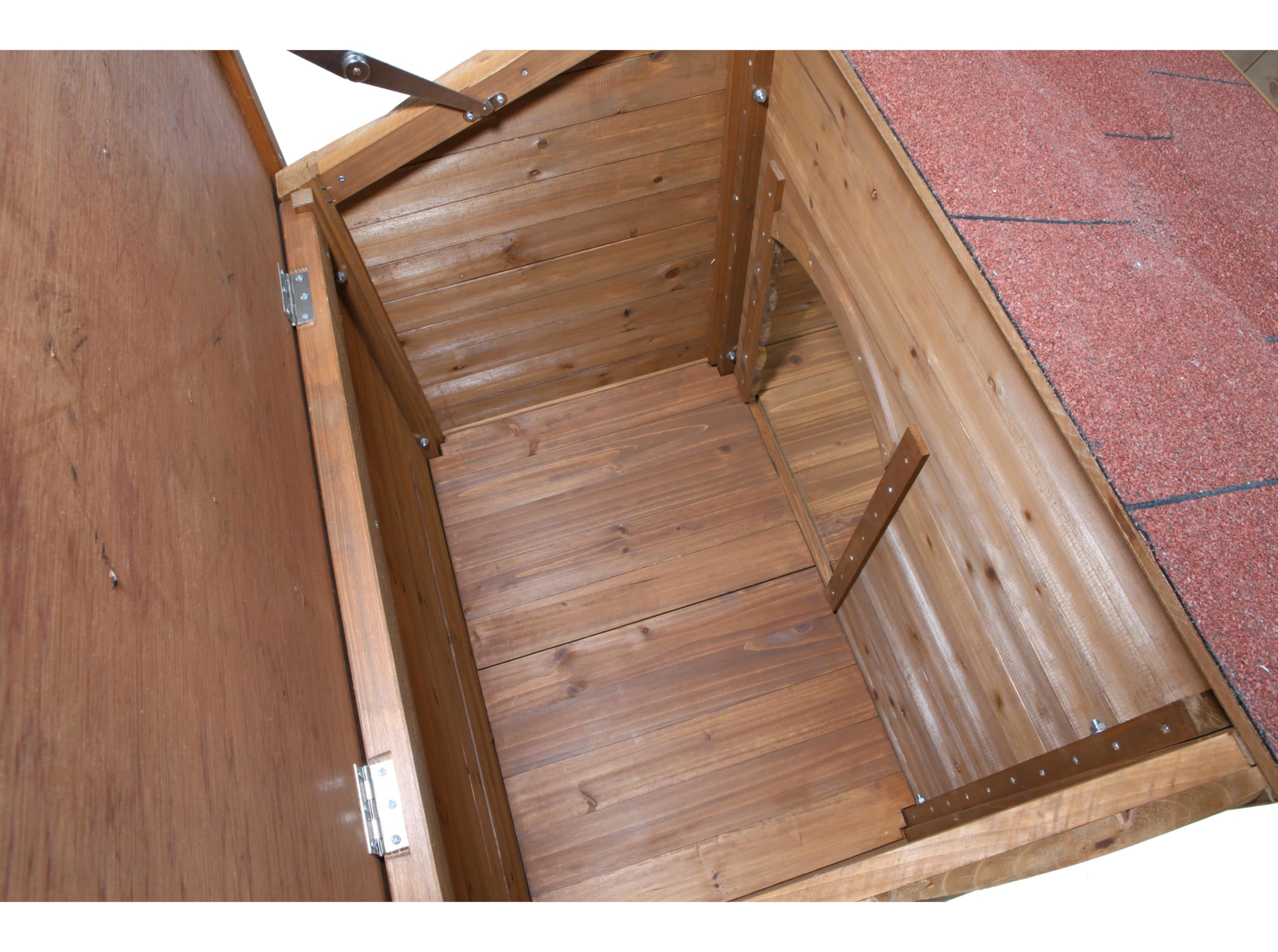 Trixie Natura Lodge Dog House – Small Outdoor Dog House With Hinged Roof & Weatherproof Sealer, Wooden Dog House With Adjustable Legs For Small Dogs – 35.5 X 39.5 X 32.5 In