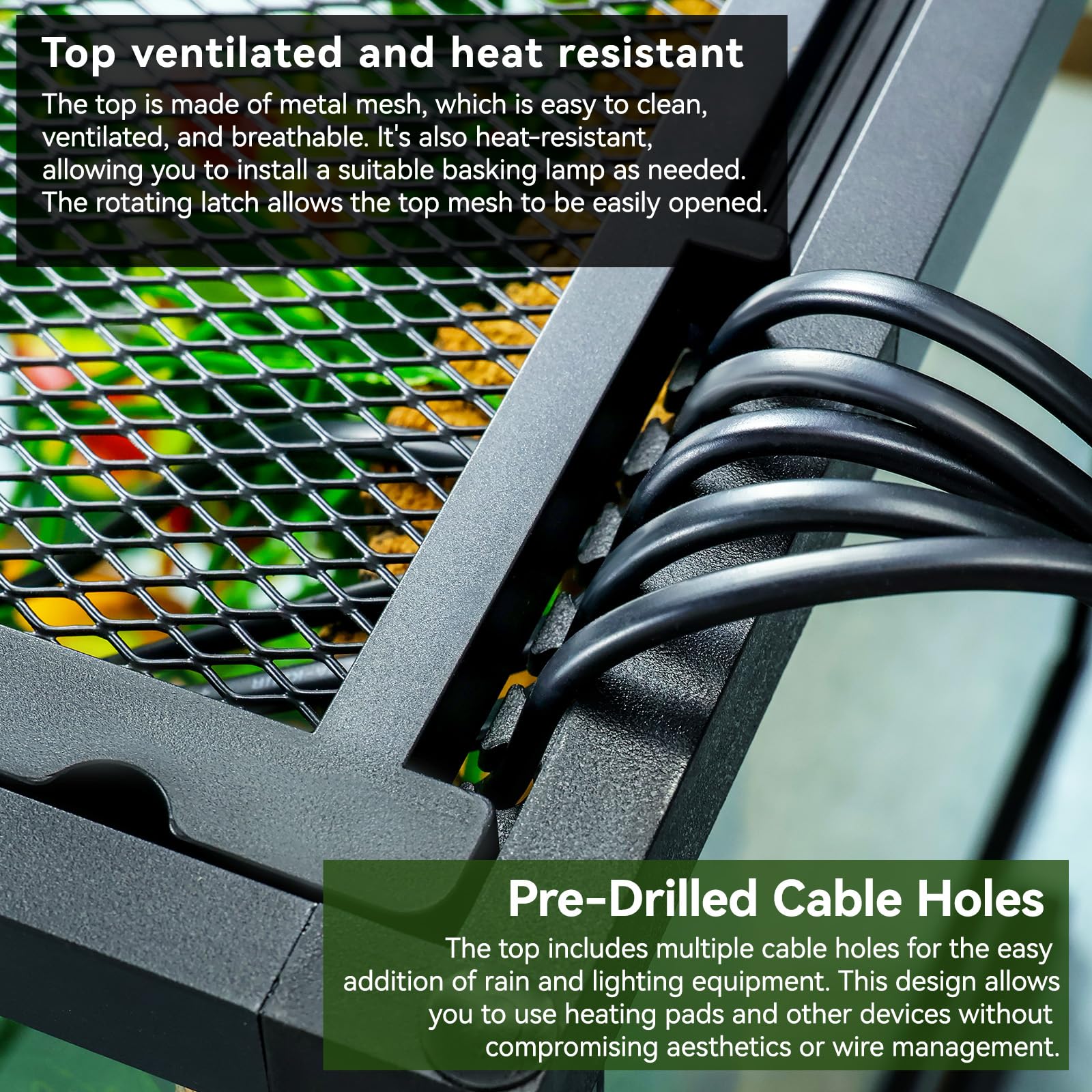 Glass Reptile Tank Front Opening Terrarium Suitable For Leopard Geckos, Snakes, Tree Frogs, Chameleons,Watertight Base, Ventilat