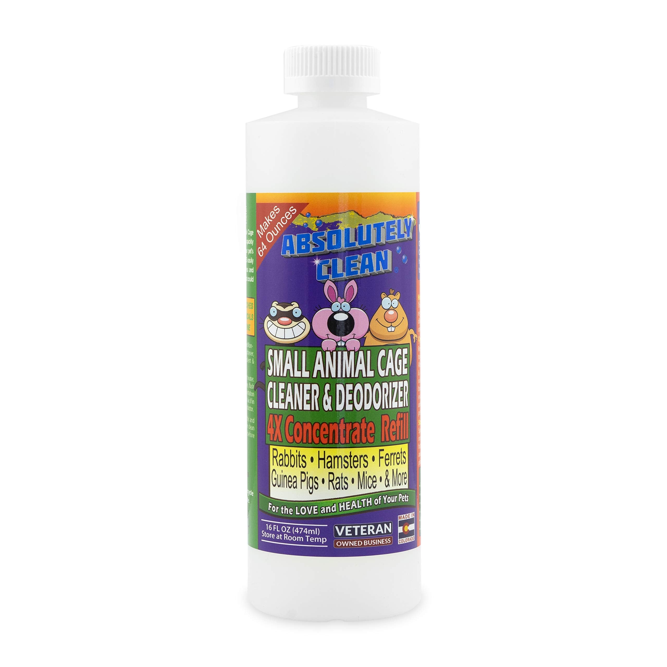 Amazing Small Animal Cage Cleaner - Just Spray/Wipe - Easily Removes Messes & Odors - Hamsters, Mice, Rats, Guinea Pigs, Ferrets