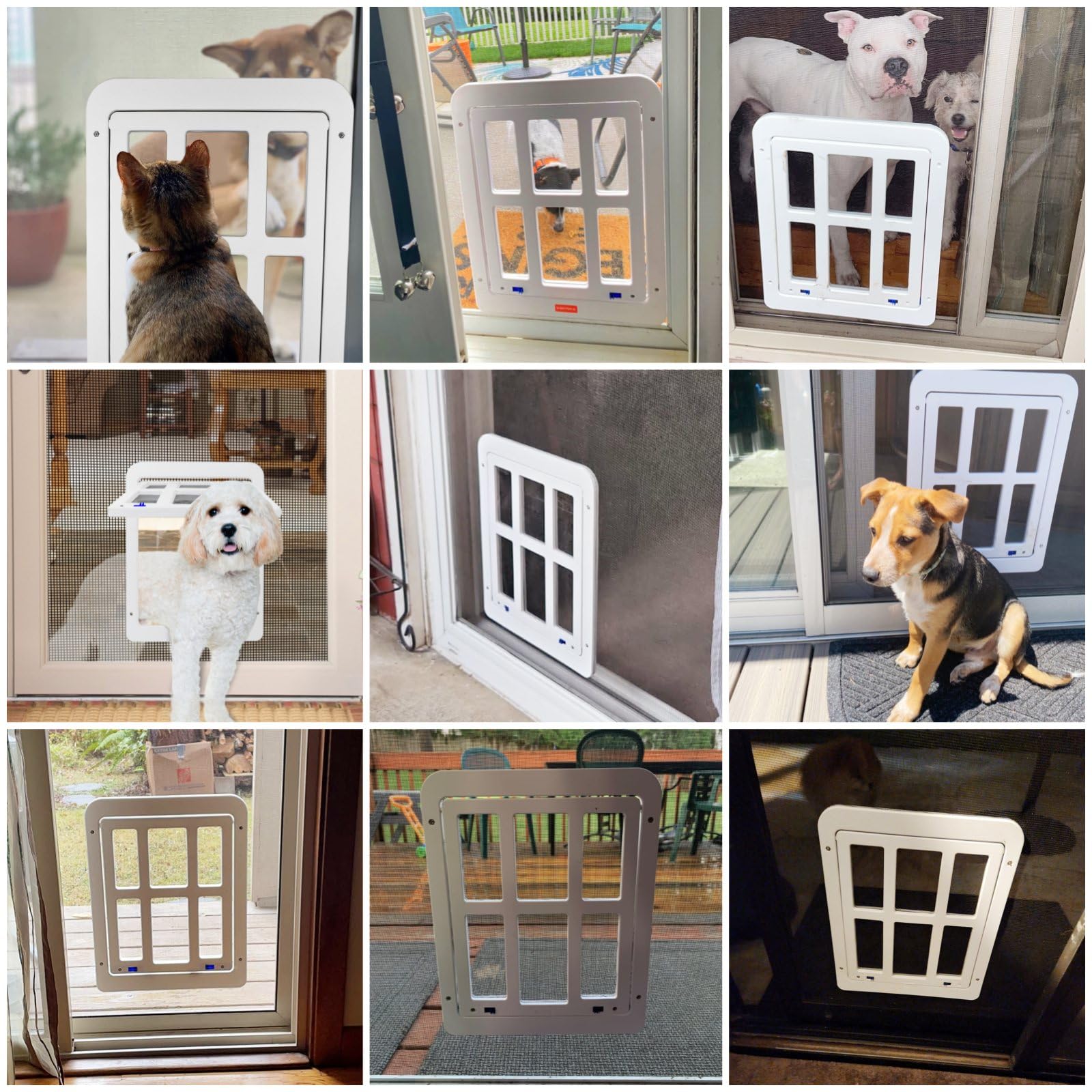 NAMSAN Dog Door for Screen Door, Magnetic Auto-Closing, 11x13 Inch, White, Durable Acrylonitrile Butadiene Styrene Material