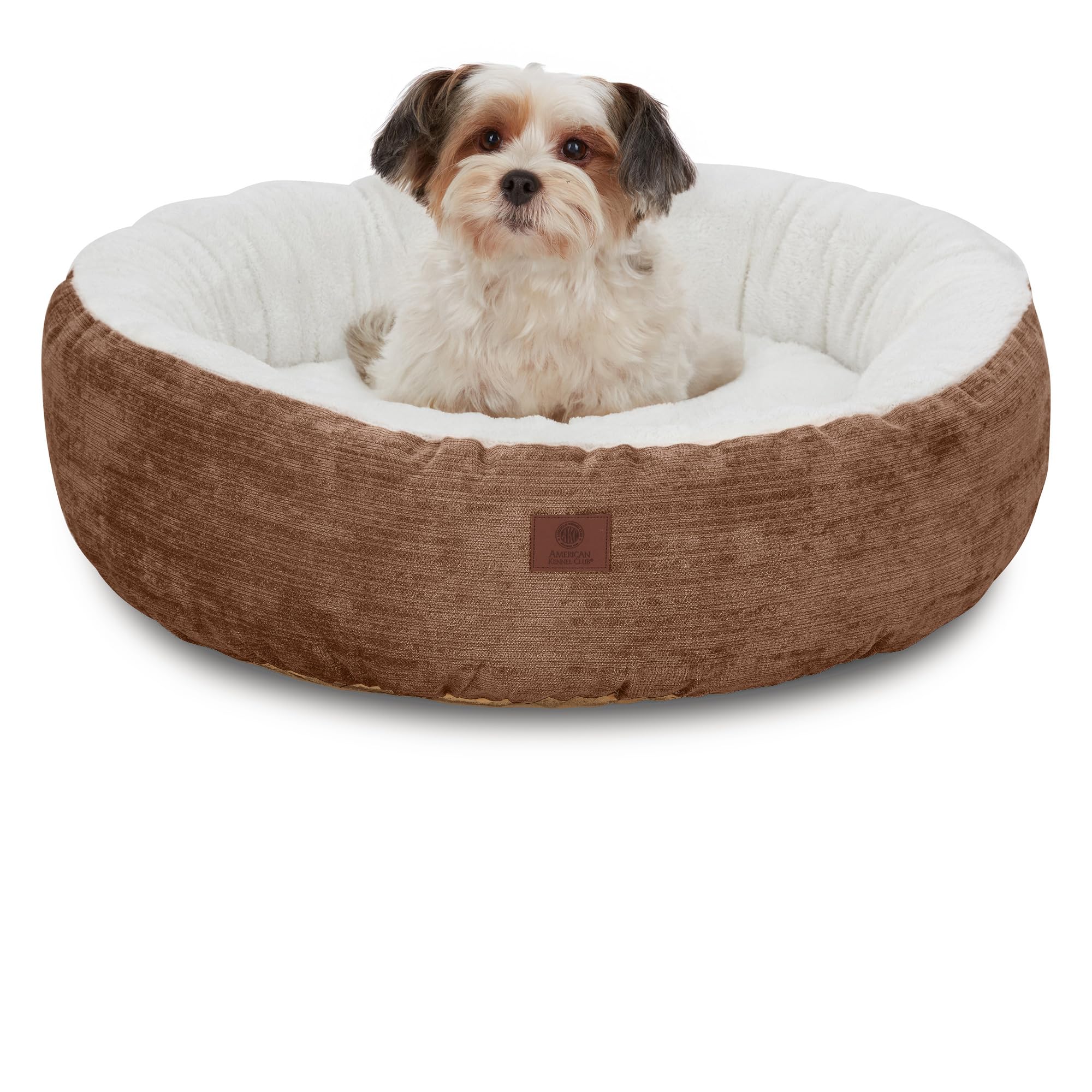 American Kennel Club 23' Mason Fabric Round Pet Bed - Stylish Washable Dog Bed With Non-Slip Bottom, Plush Sleeping Surface - F