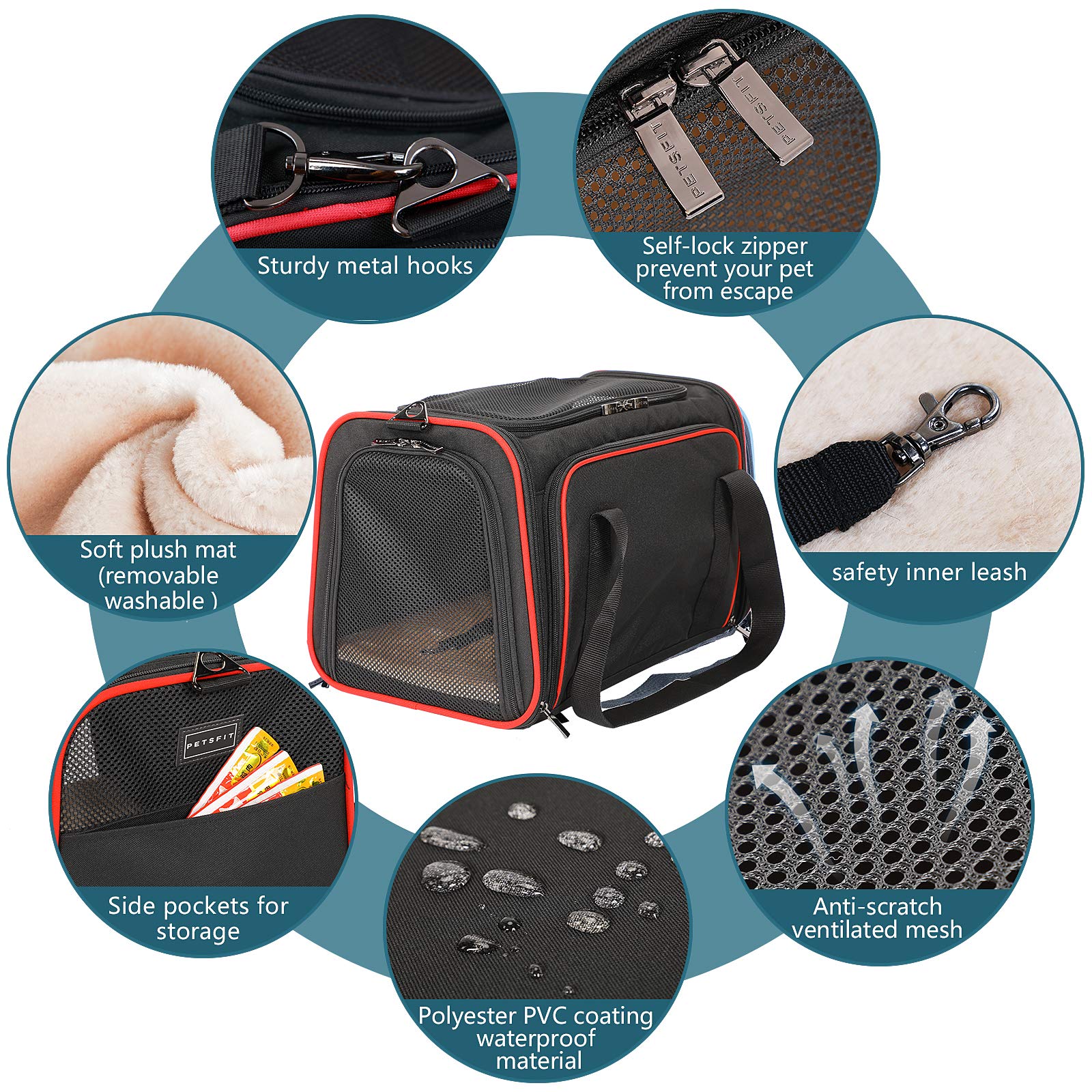 Petsfit Expandable Dog Carrier Large Cat Carrier, Soft-Sided Portable Collapsible Pet Travel Carrier for Kittens, Puppies or Sma