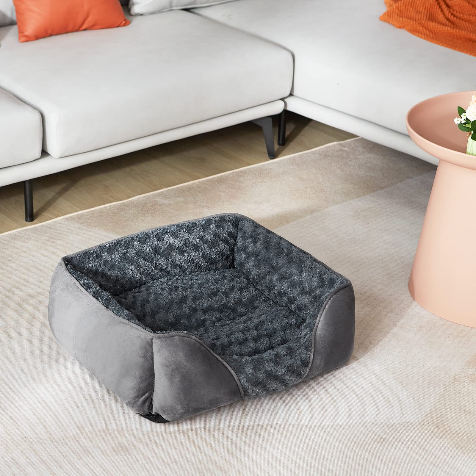 Invenho Medium Dog Bed For Large Medium Small Dogs, Rectangle Washable Dog Bed, Orthopedic Dog Bed, Soft Calming Sleeping Puppy Bed Durable Pet Cuddler With Anti-Slip Bottom M(25'X21'X8')