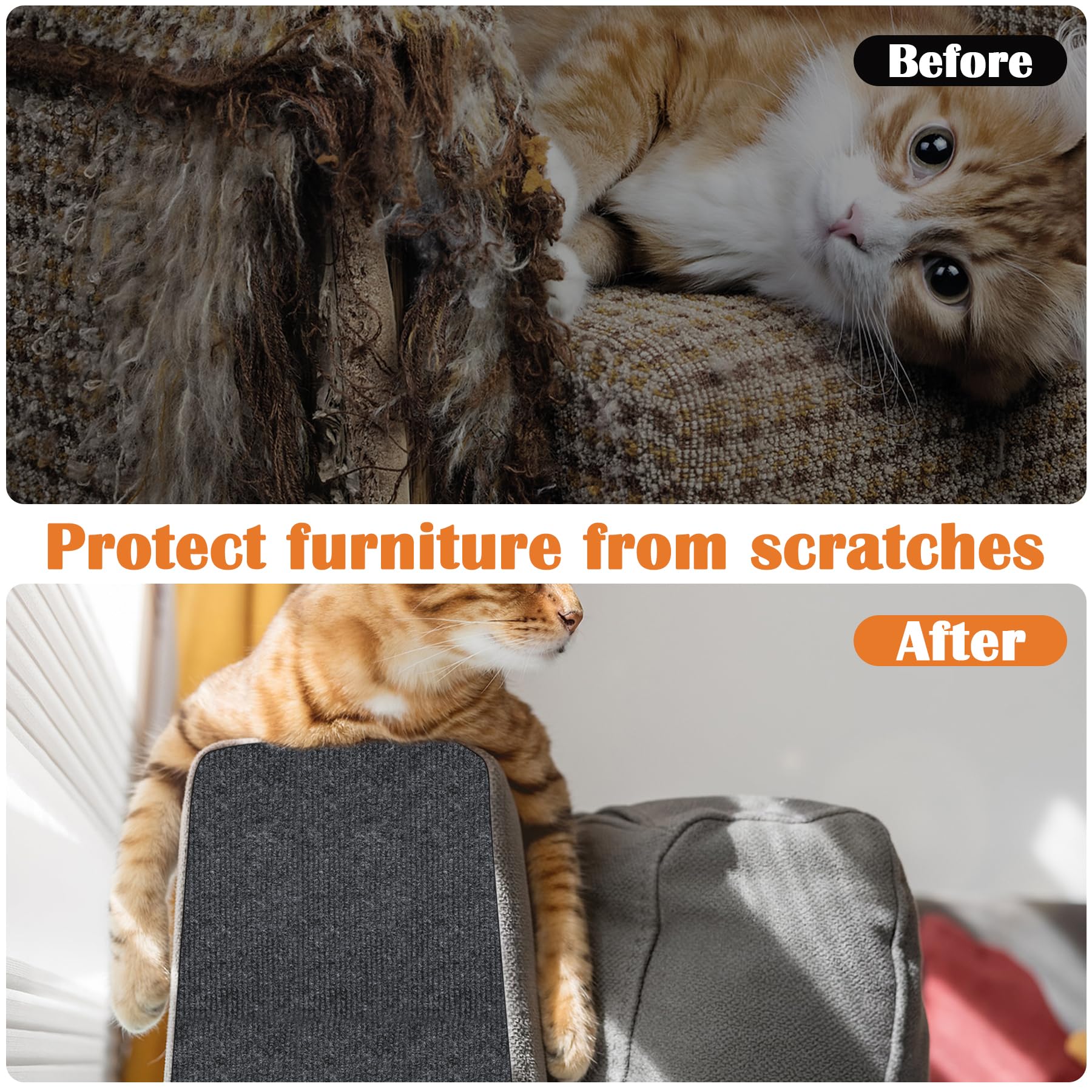 Inchoco Couch Protector From Cat Claws - 78.7'' X 15.8'' Trimmable Self-Adhesive Cats Claws Scratch Pads, Cat Diy Climbing Cats