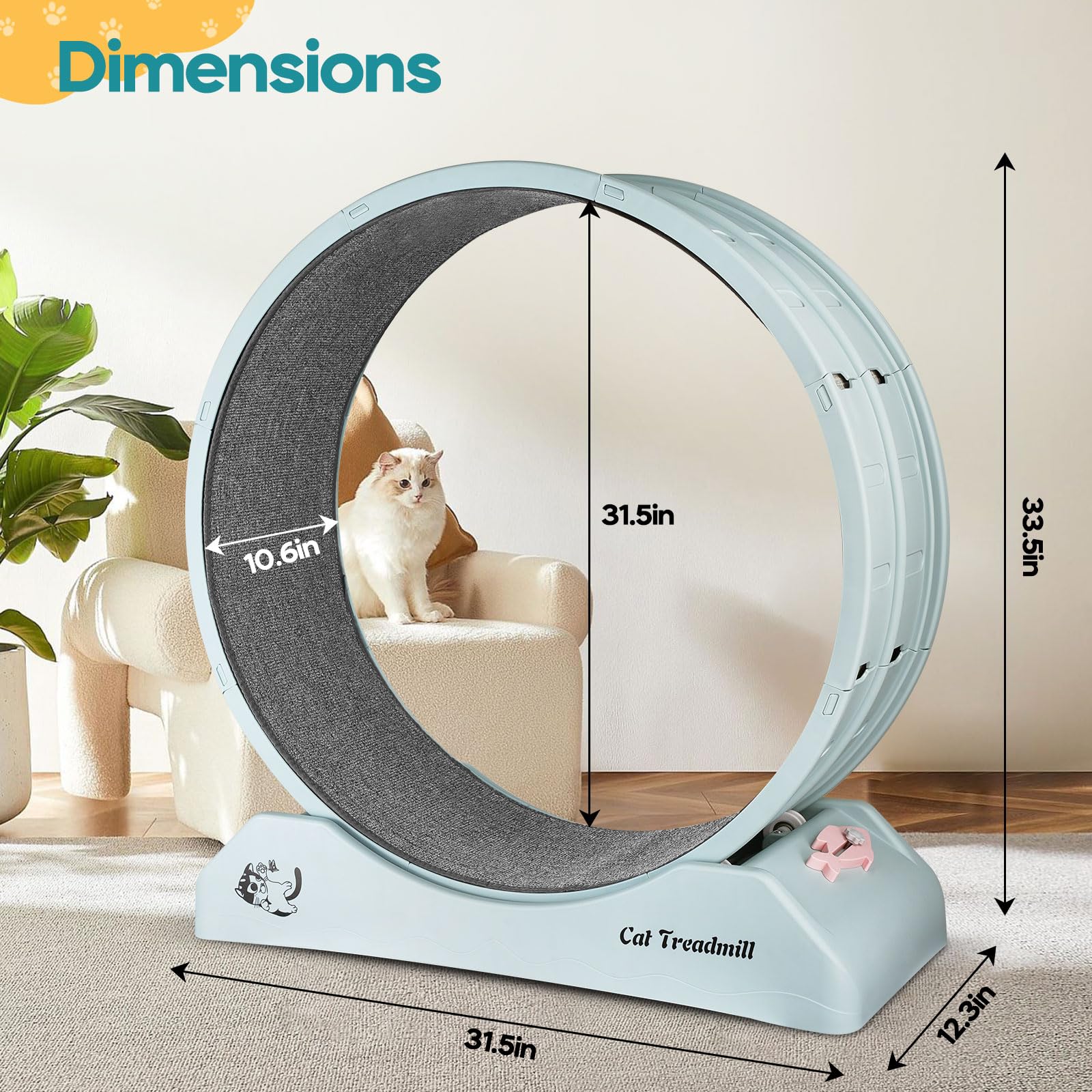 Primachen Cat Exercise Wheel For Indoor Cats, 31.5'' Cat Treadmill With Brake, Cat Wheel Exerciser For Cat'S Fitness & Health, E
