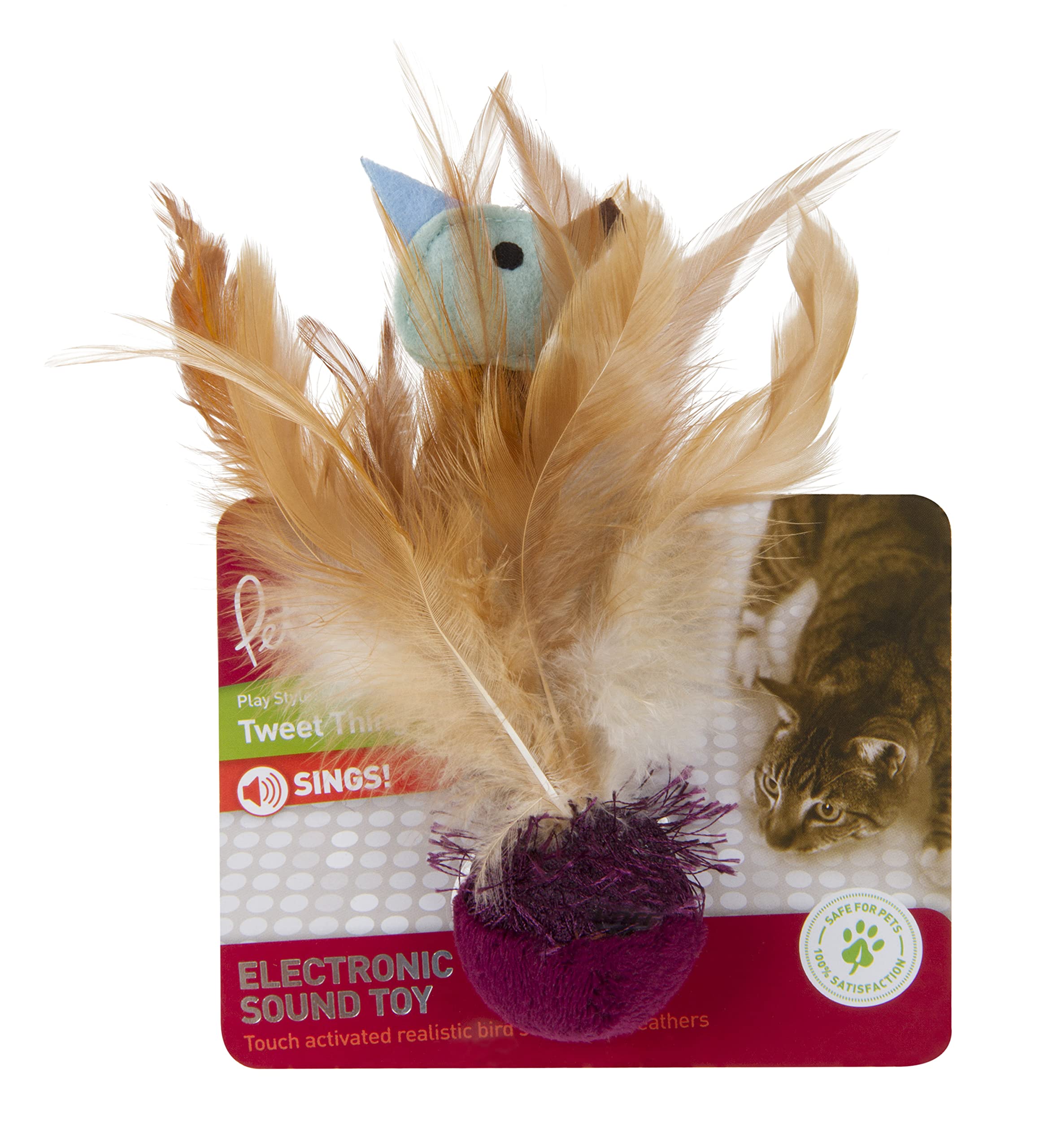 Petlinks Tweet Thing Electronic Cat Toy - Battery Powered, Polyester, Purple, One Size, Model 49471