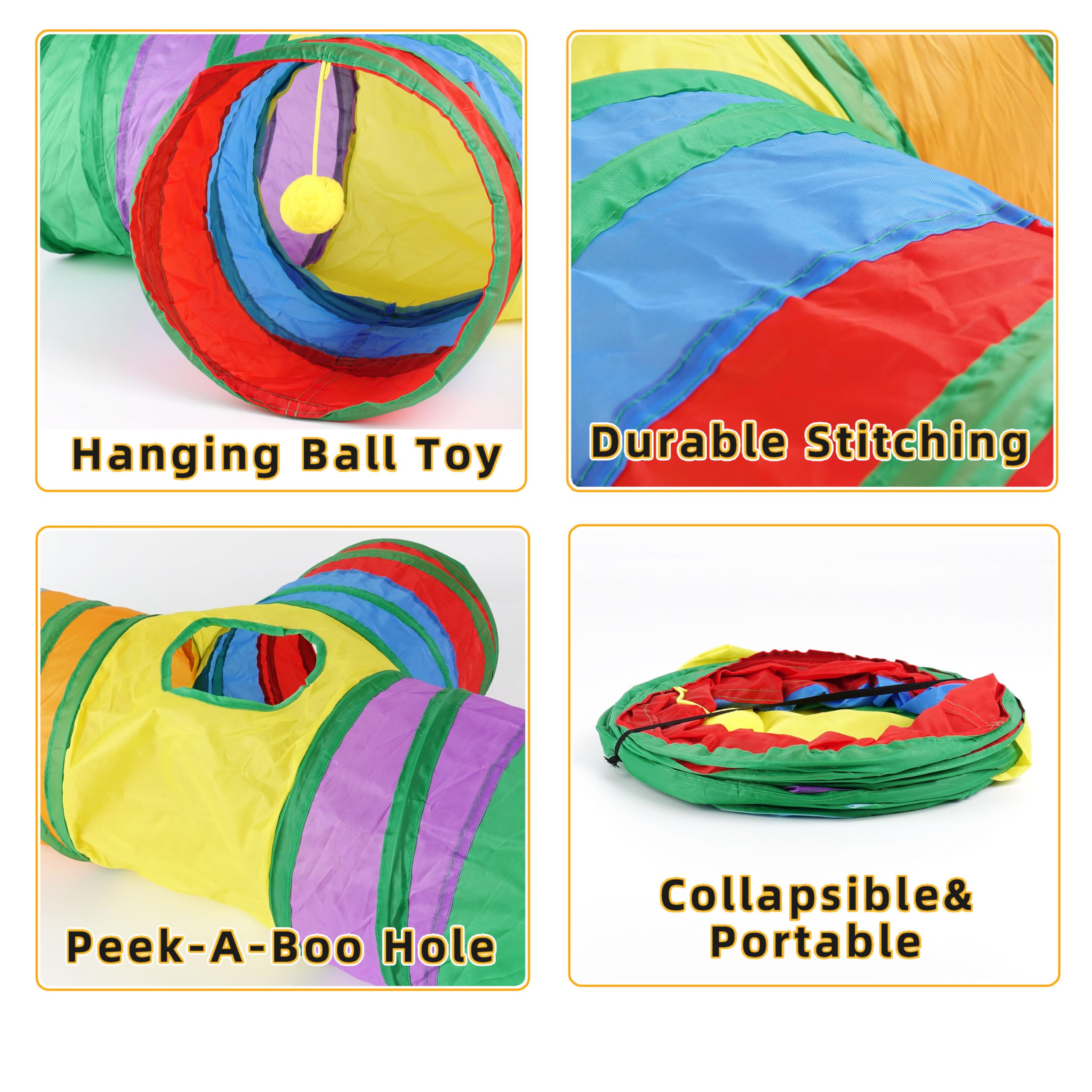 Hiimalex Guinea Pig Tunnel 3-Way Collapsible Tube For Guinea Pigs Ferrets Hedgehogs Chinchillas Hamsters With Interactive Toy Fo