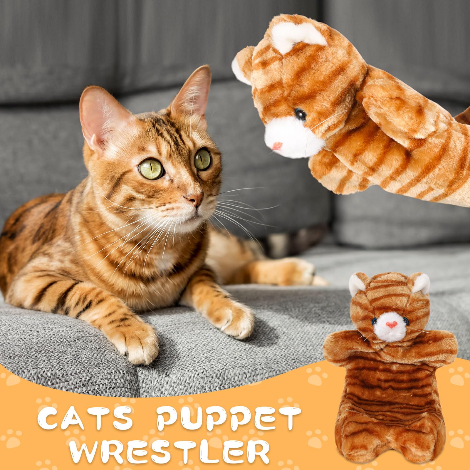 Shyyween Cat Puppet Wrestler, Cat Wrestling Toy Puppet Hand Glove with Tough Padding for Safe and Fun Interactive Play, Relieve