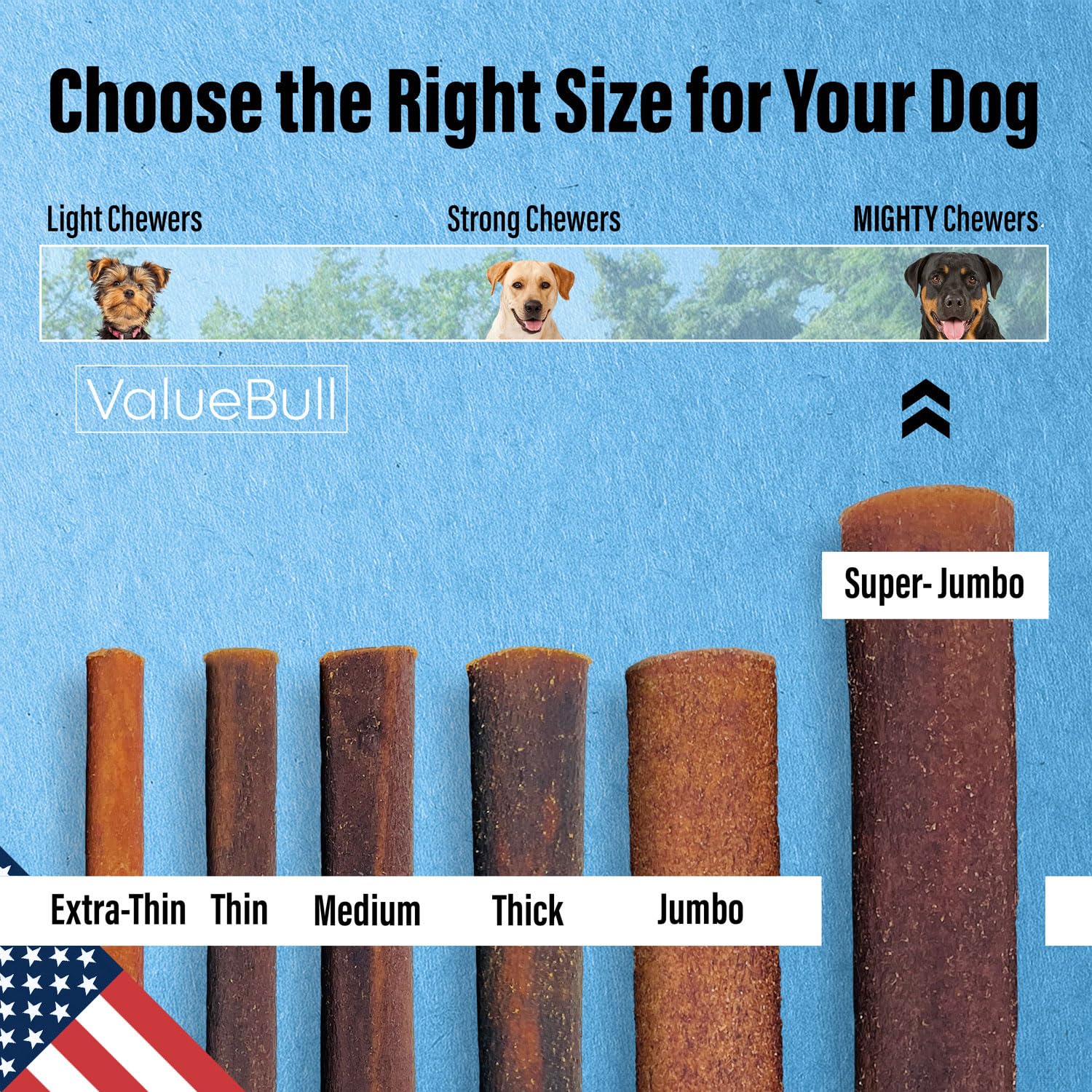 ValueBull USA Collagen Sticks for Dogs, 6 Inch Super Jumbo Chews, Natural Long-Lasting Dog Treats, 50 Count - Promotes Joint, Sk