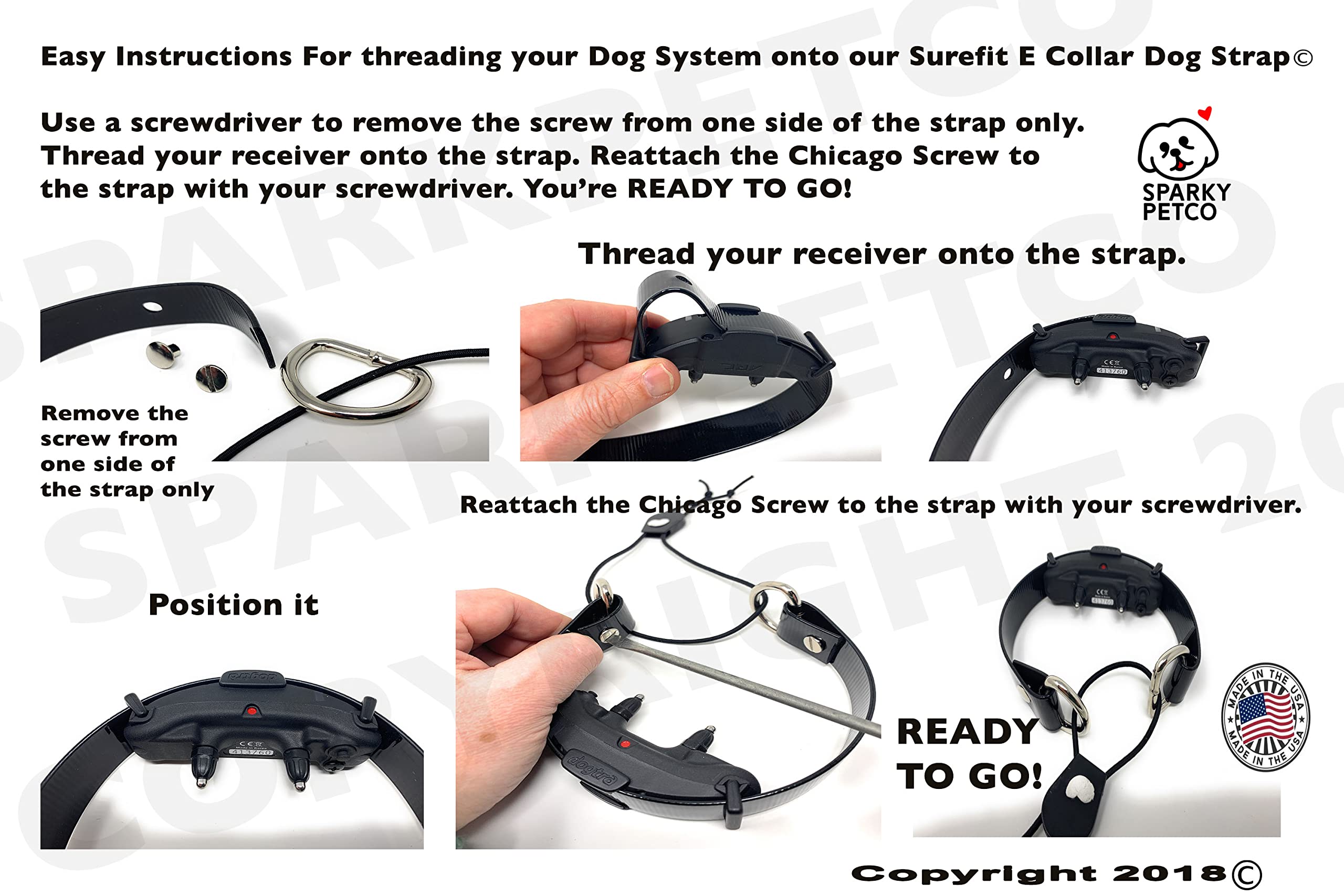 Sparky Pet Co - Surefit ECollar Replacement Strap - Bungee Dog Collar - Waterproof - Adjustable - Secure Nexus Wheel Lock - for