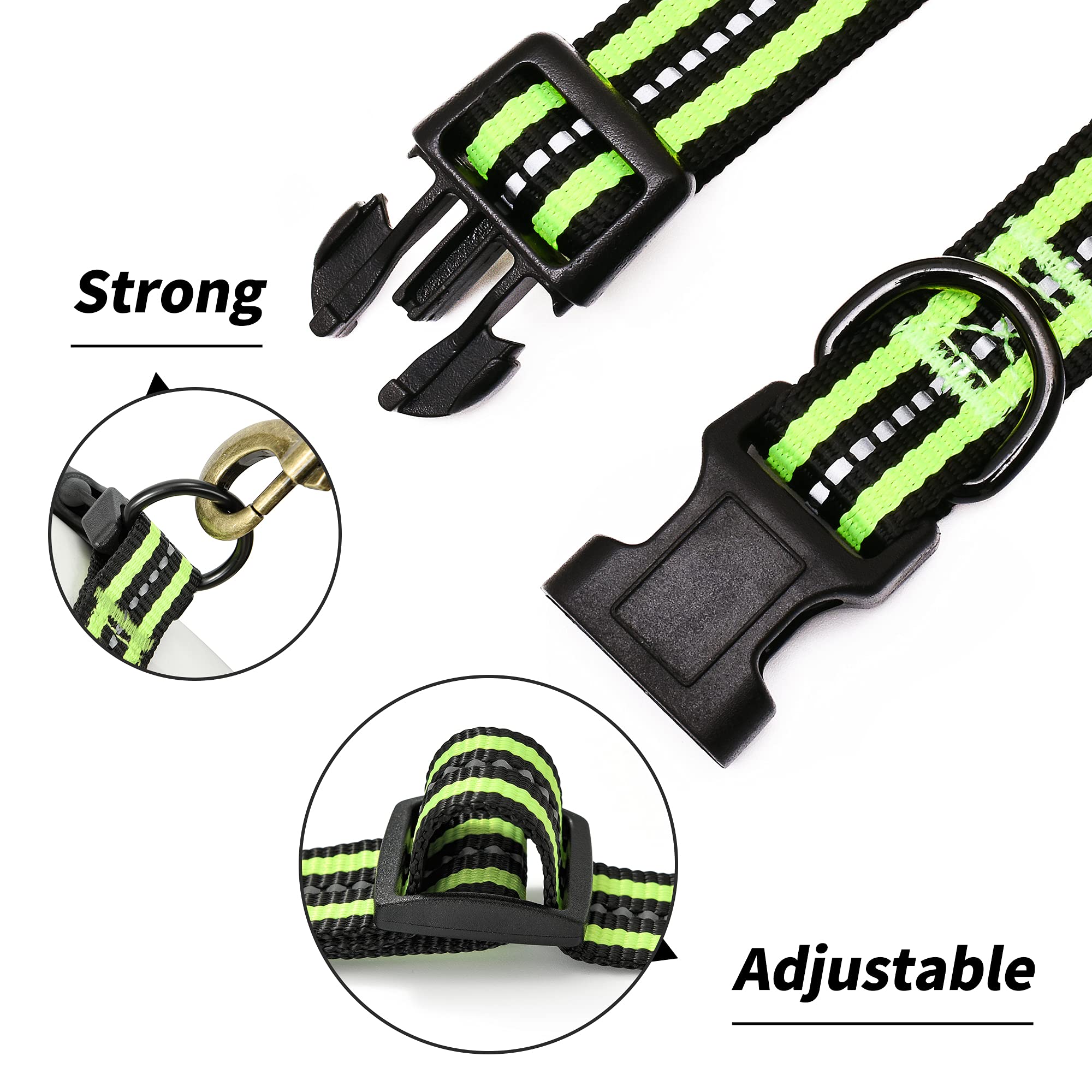 Mile High Life Reflective Dog Collar | Nylon Pet Collars wiith Buckle | Light Weight Puppy Collars | Lime Green Dog Collars for