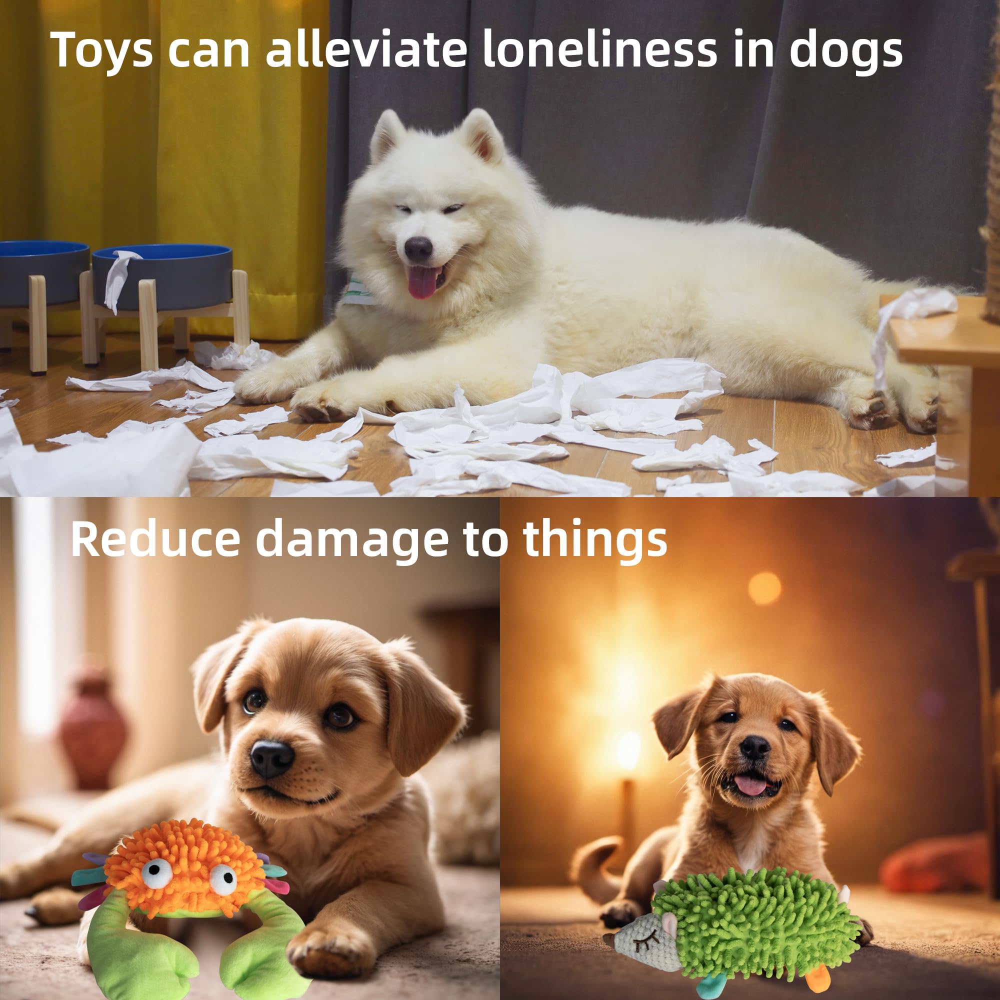 MIXCOTIA 5 Pack Dog Squeaky Toys Bulk Set,Puppy Teething Chew Pet Dog Toy for Large Medium Small Dogs,Soft Plush Stuffed Crinkle