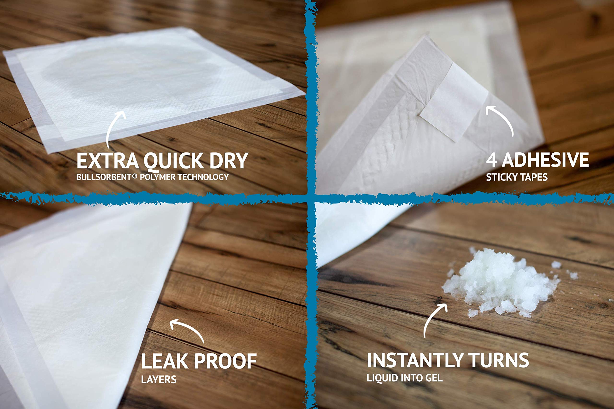 Puppy Pee Pads with Adhesive Sticky Tape (24x24) Large Premium Dog Pads - 6 Layer Dog Training Pads and Pet Wee Pads with Quick-