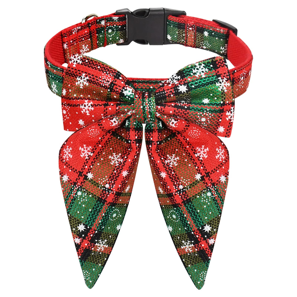 Malier Christmas Dog Collar With Bow Tie, Christmas Classic Plaid Dog Collar Soft Durable Holiday Dog Collar For Small Medium La