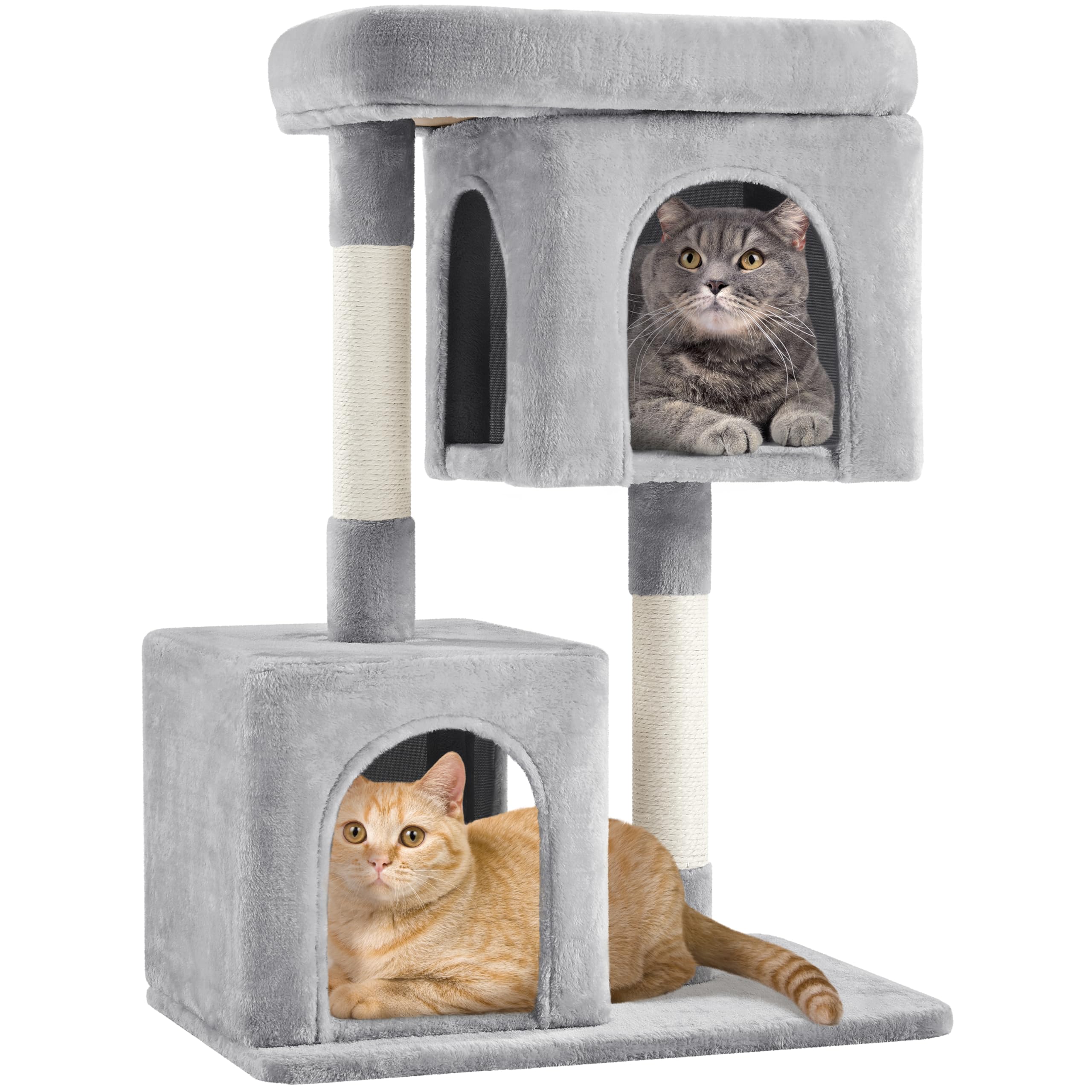 Yaheetech 33.5'' Cat Tree Cat Tower With 2 Cozy Plush Condos & Sisal Scratching Posts Cat Stand House For Cats & Pets