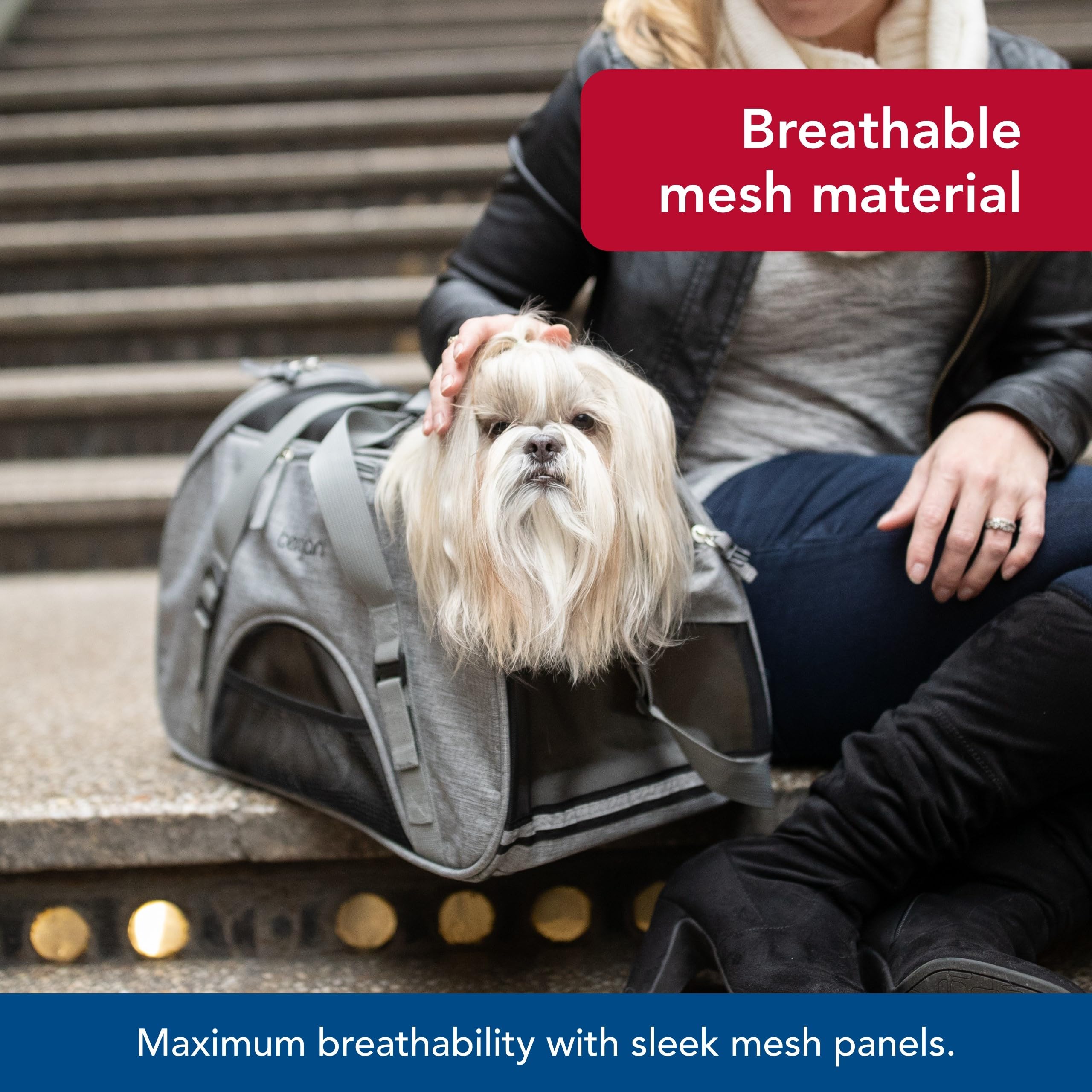 Coastal Pet Bergan Comfort Carrier - Safe And Comfortable For Dog & Cat Travel - Airline Friendly Soft And Breathable Carrier For Pet Owners - Heather Bermuda, 16' X 8' X 11'