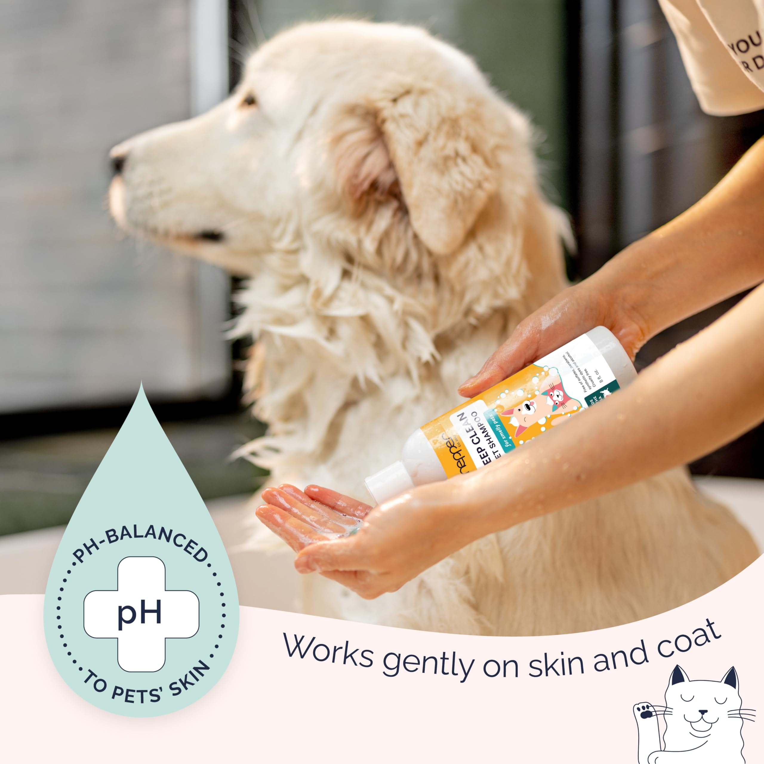 Hepper Deep Clean Pet Shampoo for Smelly Pets: Deskunk, Odor Control, Shedding Control, & Coat Care for All Breeds! Ideal for Sh