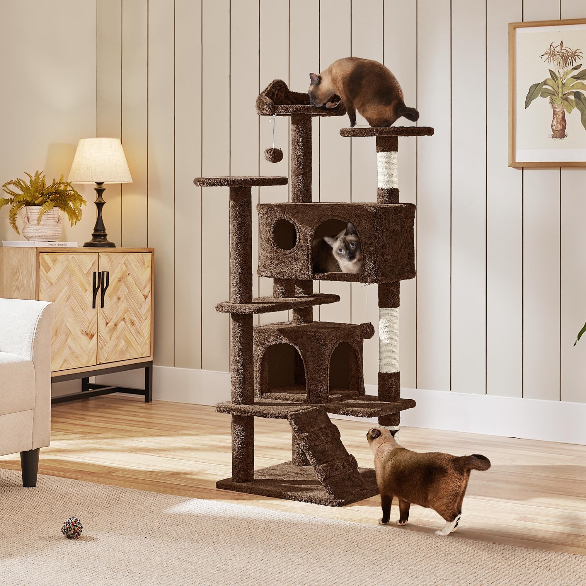 Yaheetech 54In Cat Tree Tower Condo Cat Furniture W/Scratching Post For Kittens Pet House Play