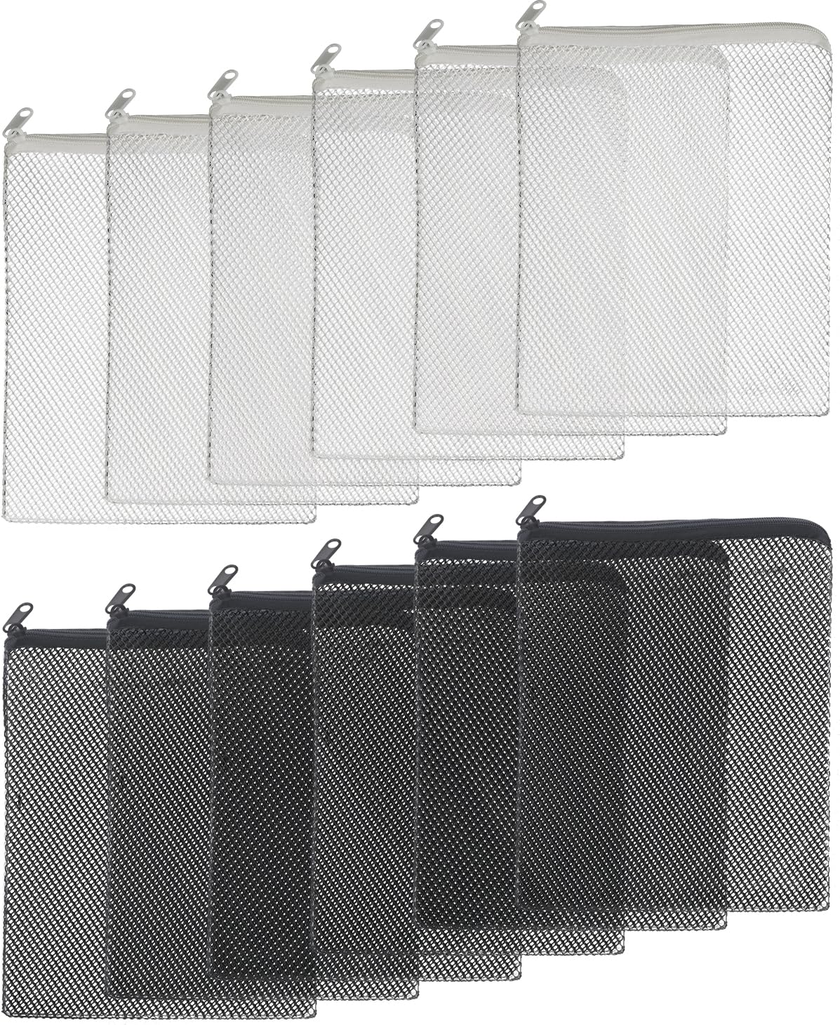 Pawfly 12 Pack Black & White Aquarium Filter Media Bags, Fish Tank Fine Mesh Bag with Plastic Zipper Aquarium Reusable Mesh Bag 