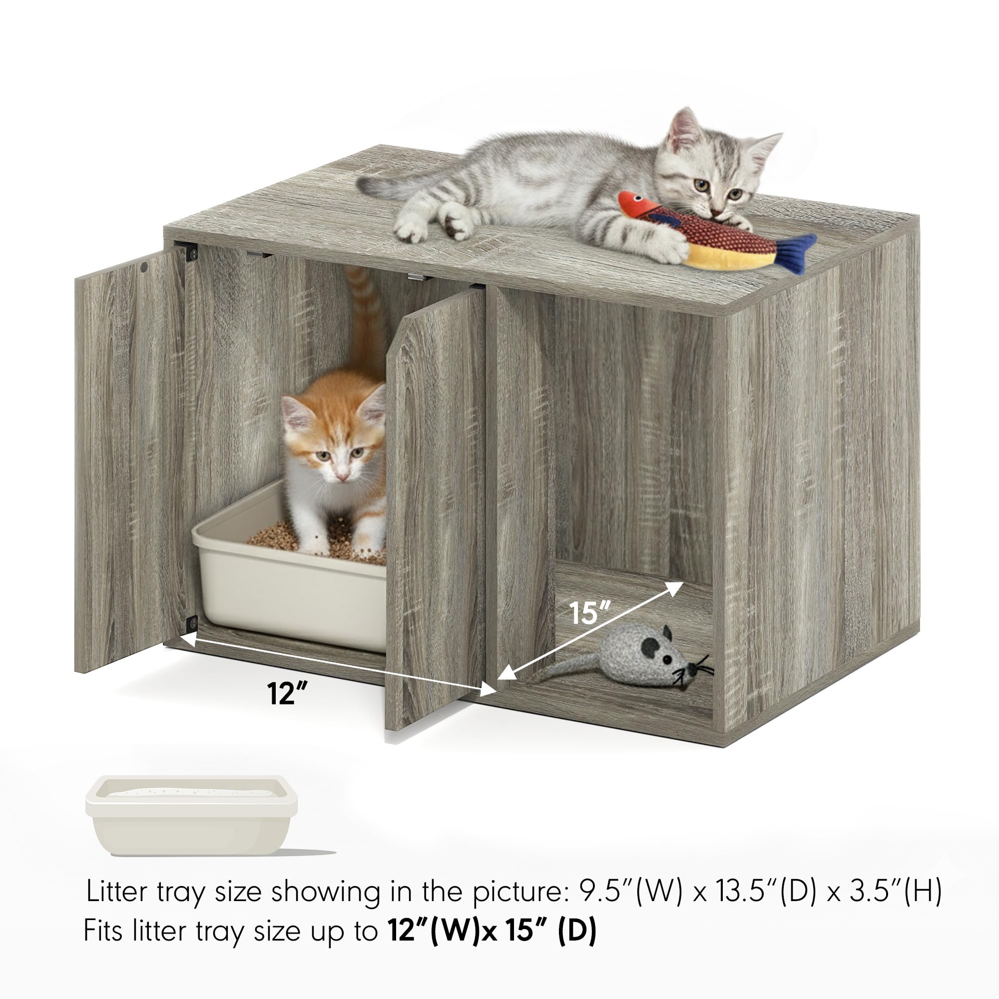 Furinno Peli Small Litter Box Enclosure, French Oak Grey