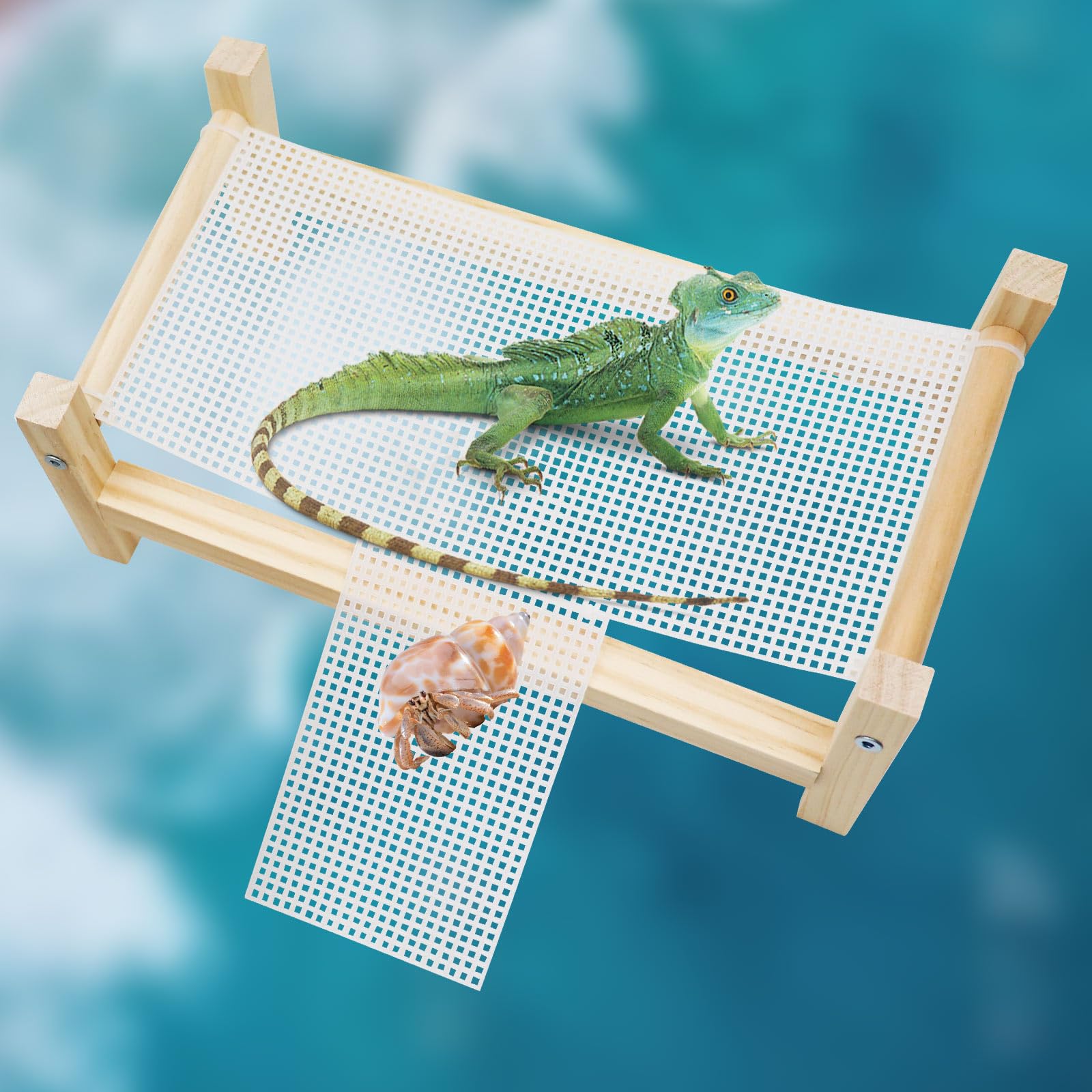 Dnoifne Reptile Hammock Swing Hanging Bed, Wooden Lizard Bed, Reptile Summer Bed For Bearded Dragon Leopard Gecko Lizard