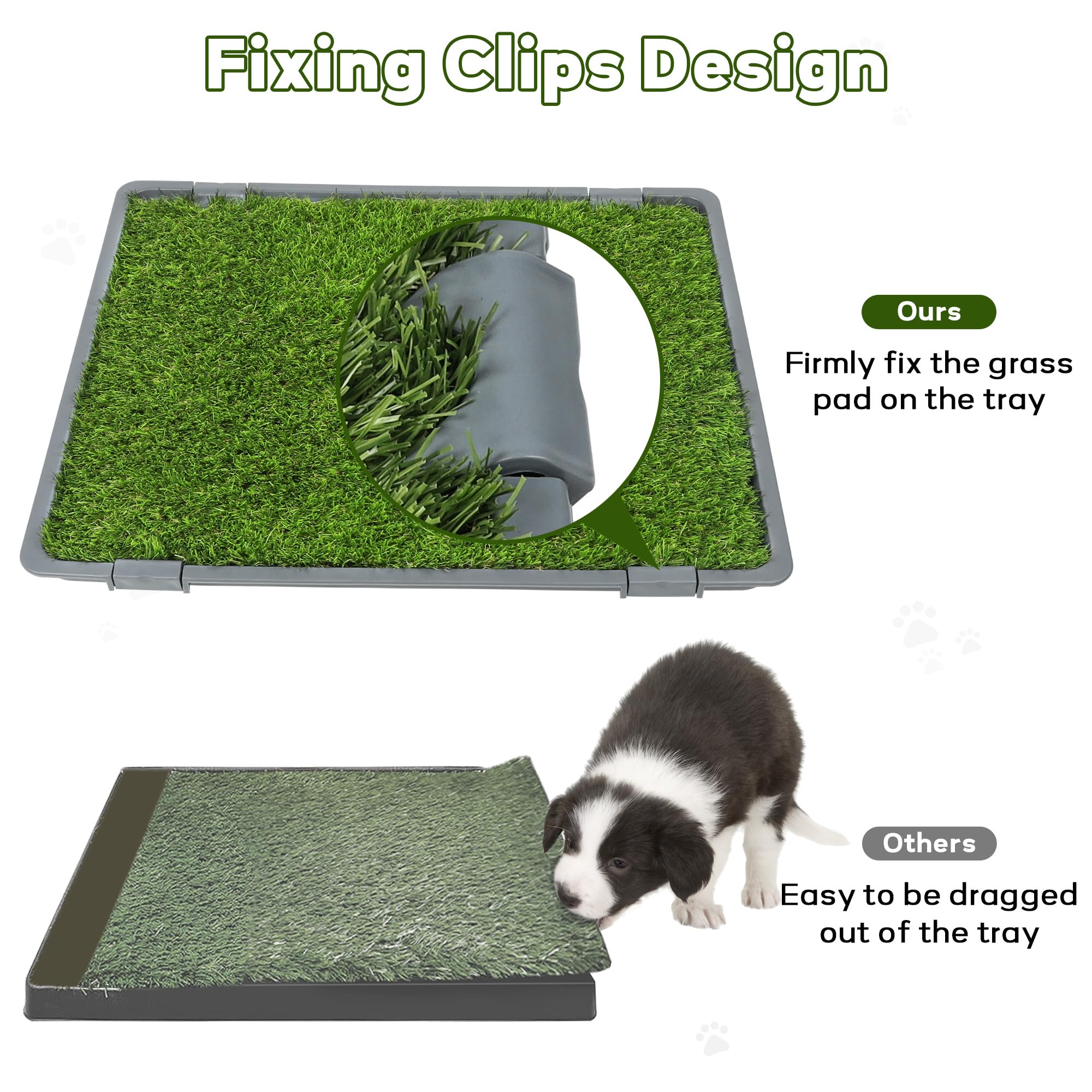 Dog Grass Pad with Tray: Reusable Training Pad with 2-Pack Replaceable Artificial Grass - Quick Absorbent Indoor Portable Dog Pa