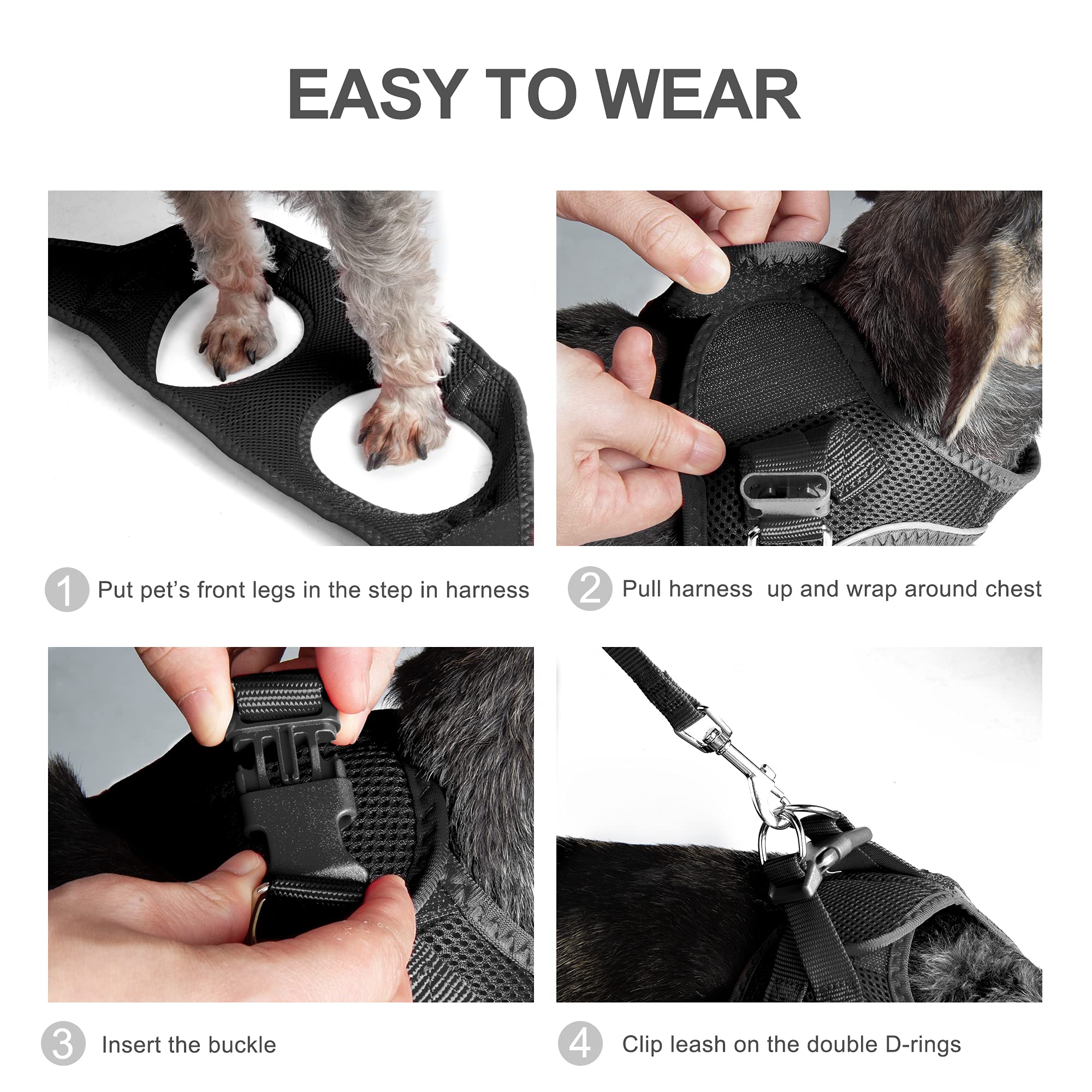 Petifine Extra Small Step In Dog Harness And Leash Set, Cat Harness And Leash Escape Proof, All Weather Mesh Reflective, Step-In
