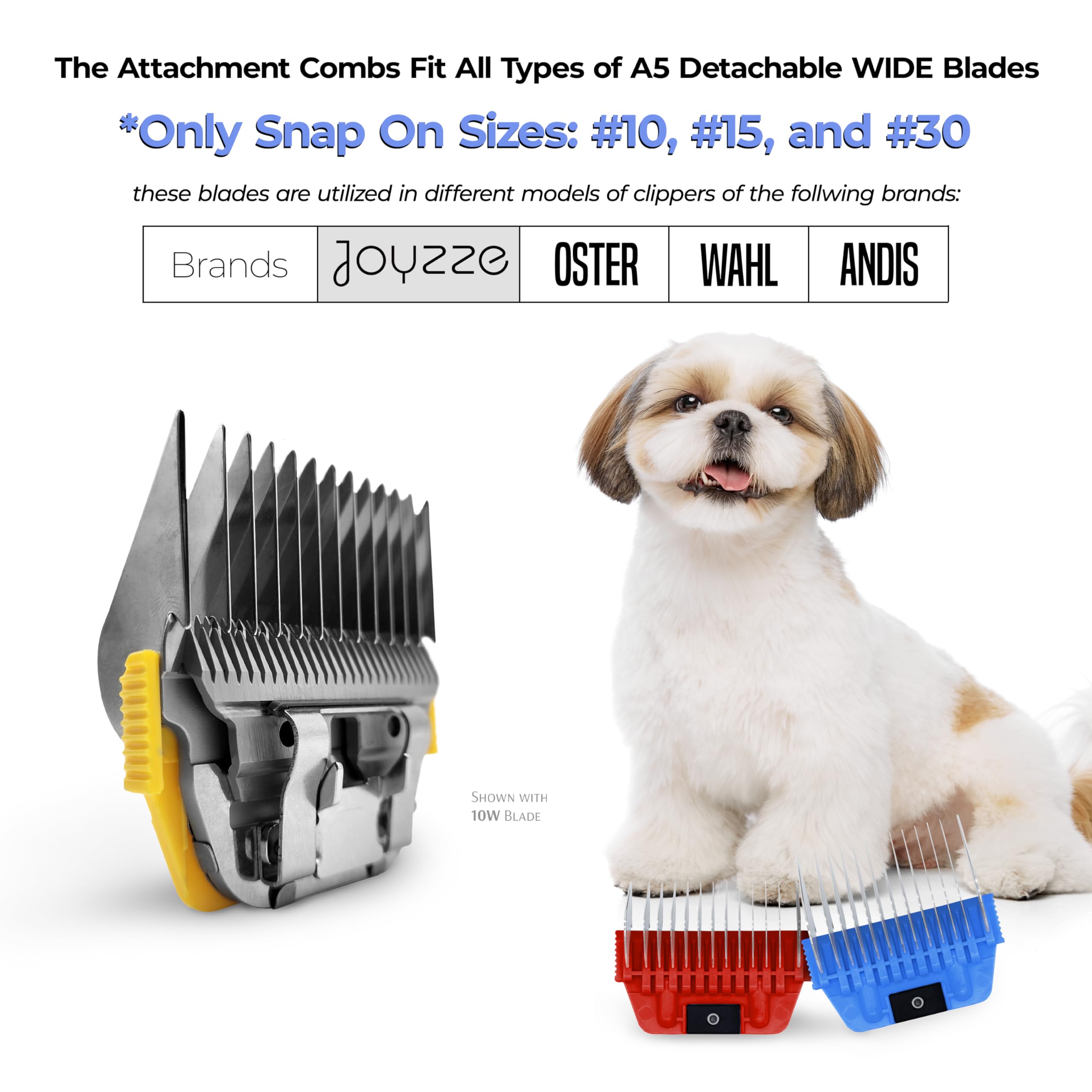 Joyzze A Series Wide 25Mm (1 Inch) Metal Comb - Professional Dog Grooming Blades For Smooth Coat - Durable And Precise For Trimm