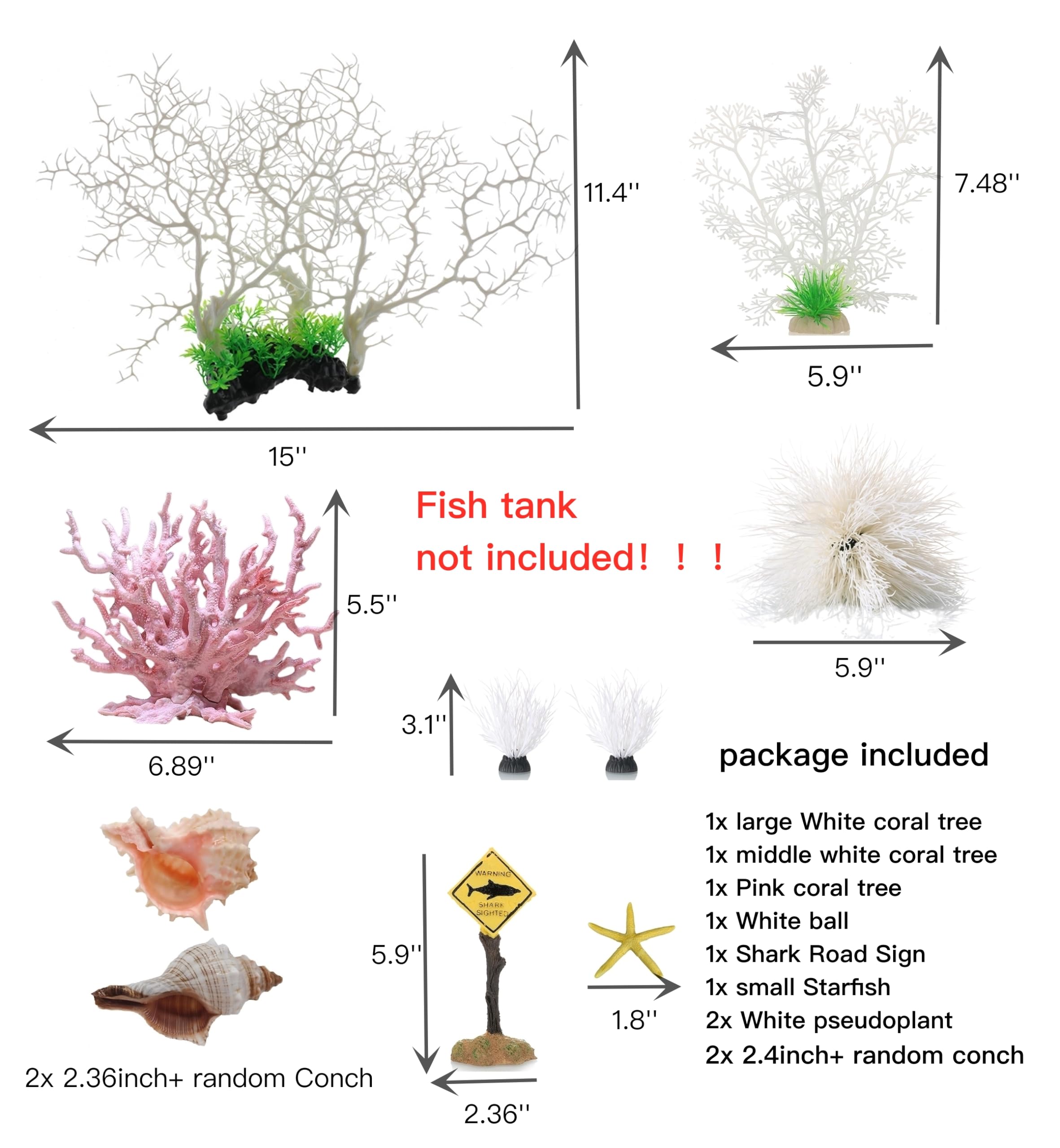 Awxzom Fish Tank Decorations – Coral & Plant Set (Tank Not Included)