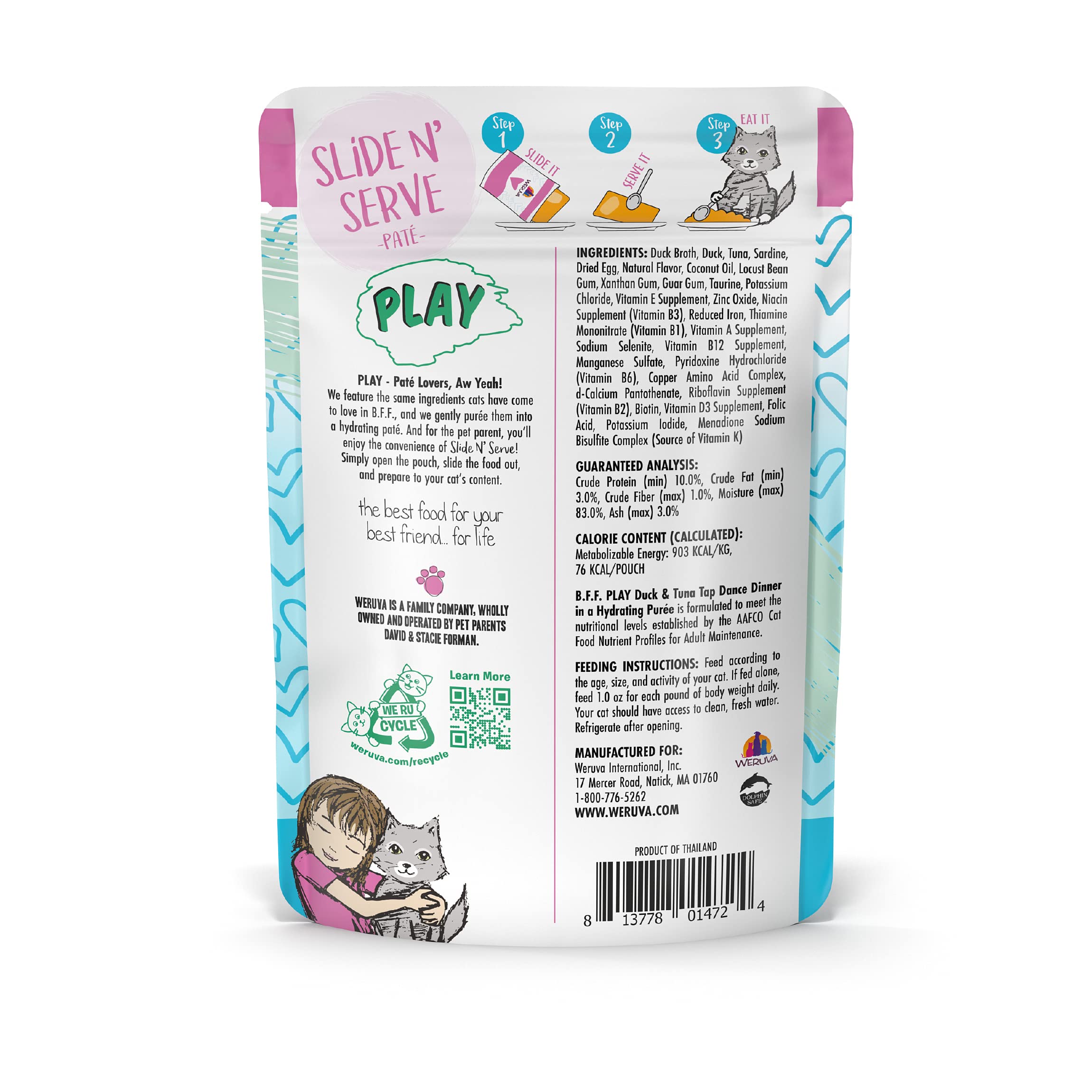 B.F.F. Play - Best Feline Friend Pat   Lovers, Aw Yeah!, Duck & Tuna Tap Dance with Duck & Tuna, 3oz Pouch (Pack of 12)